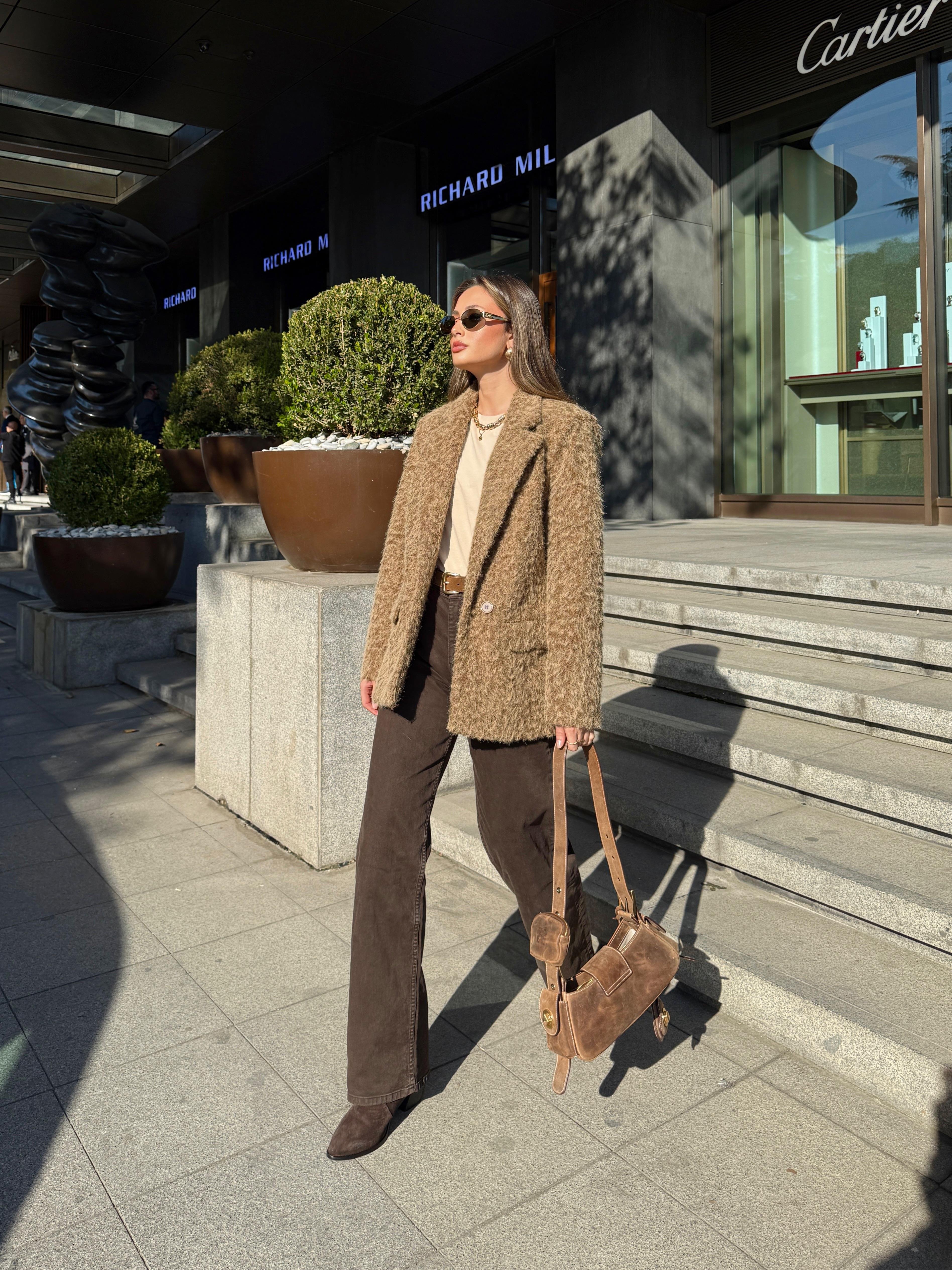 Kırçıllı Camel Blazer Ceket