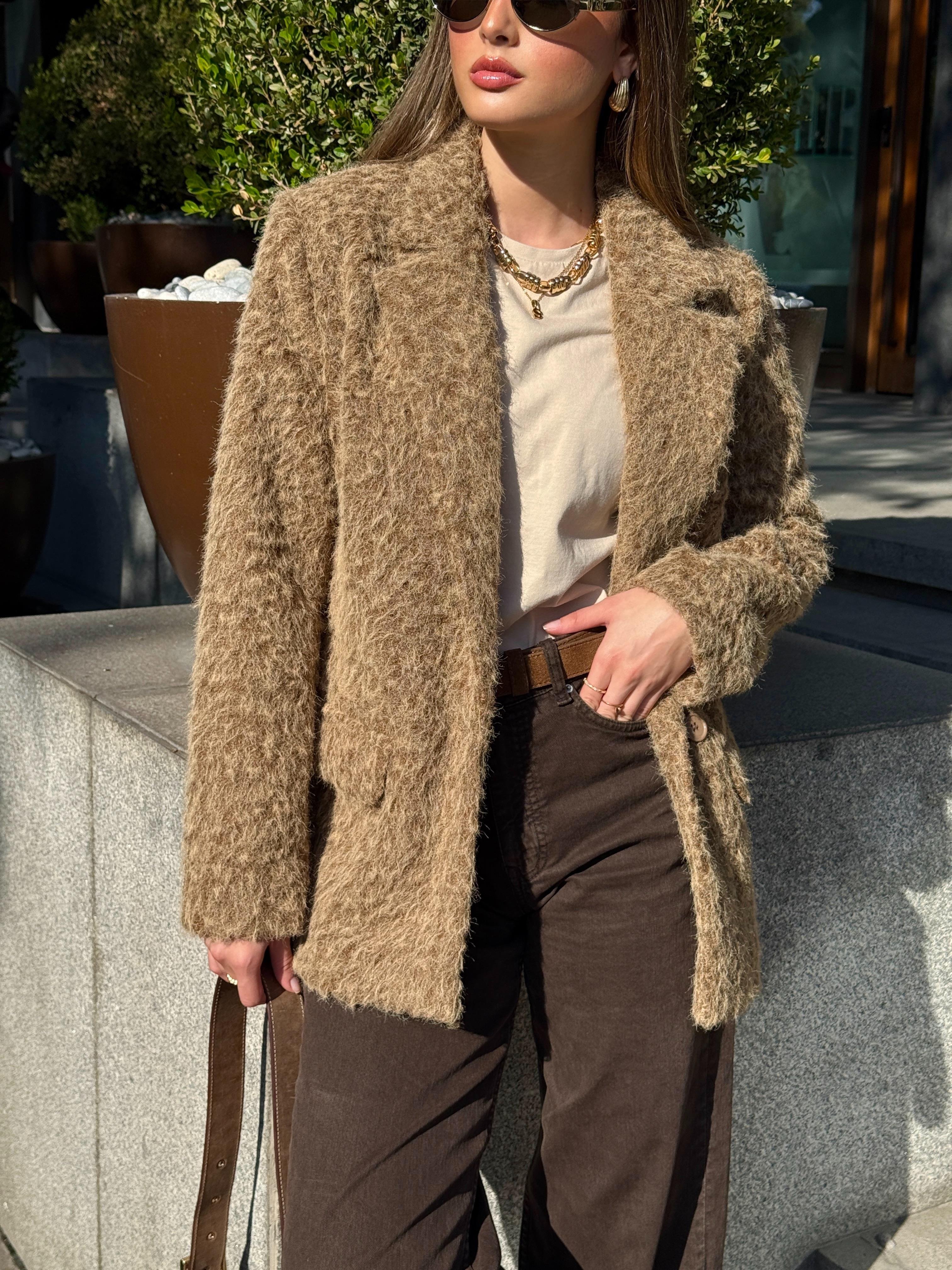 Kırçıllı Camel Blazer Ceket