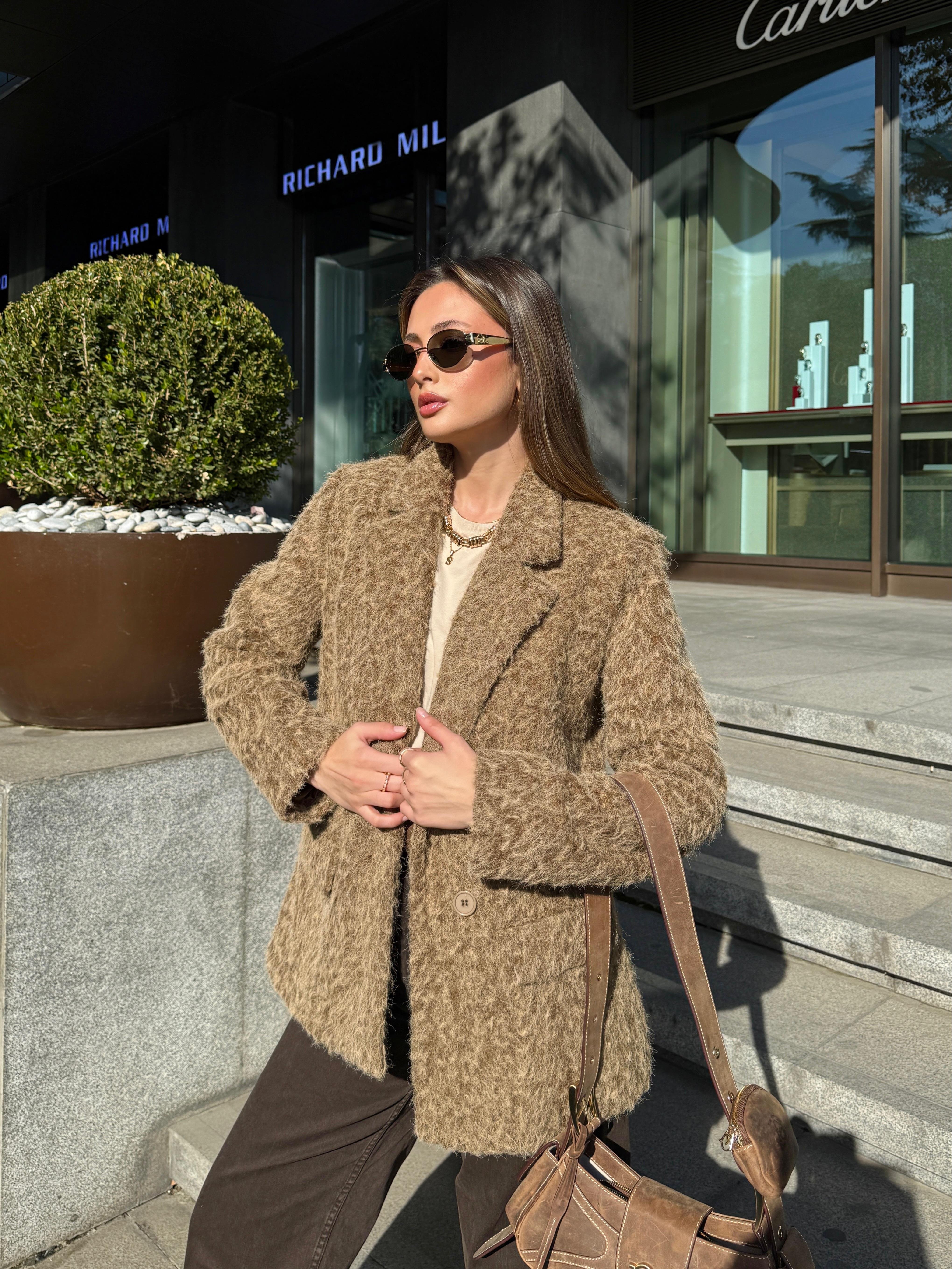 Kırçıllı Camel Blazer Ceket