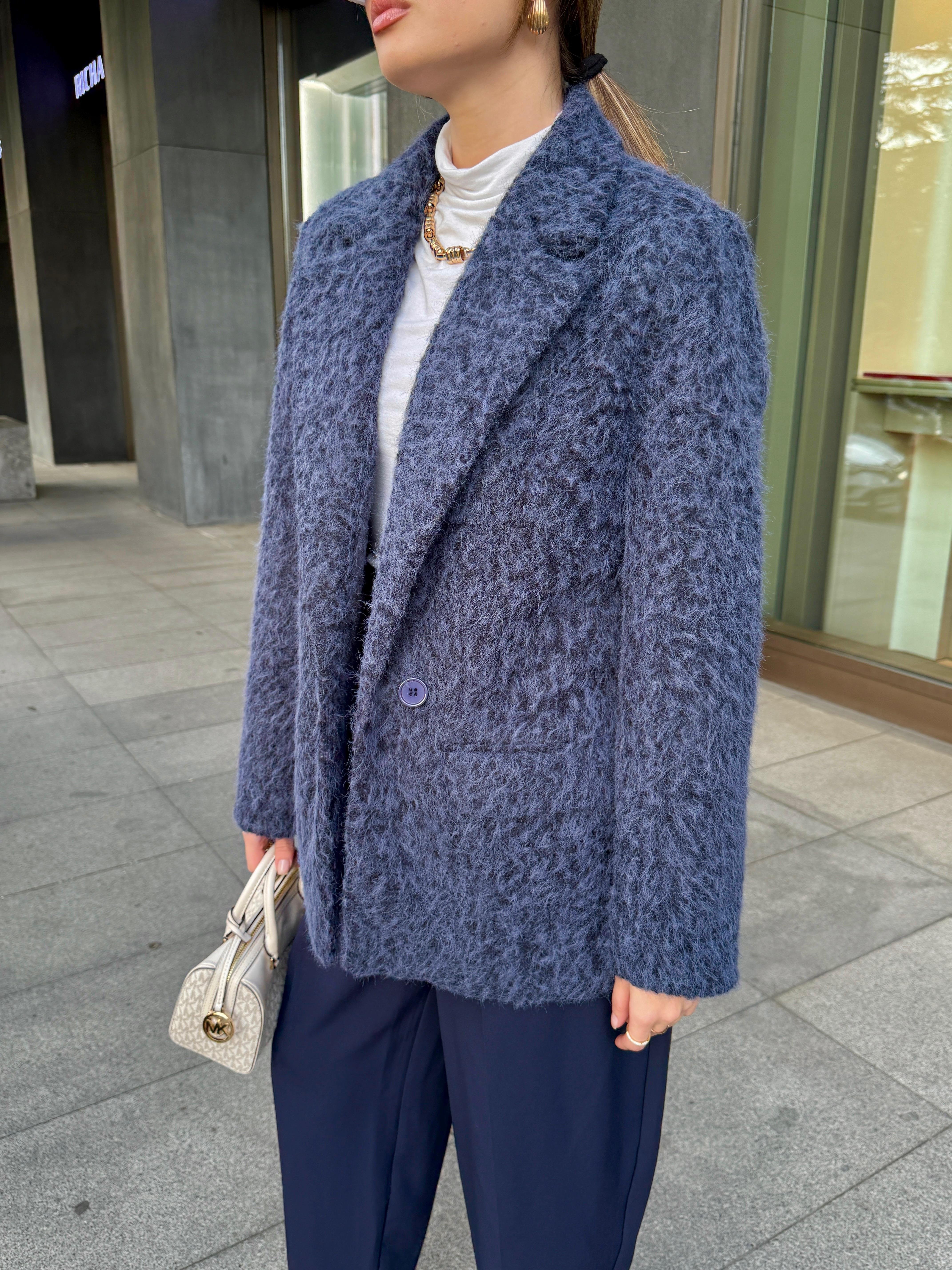 Kırçıllı Lacivert Blazer Ceket