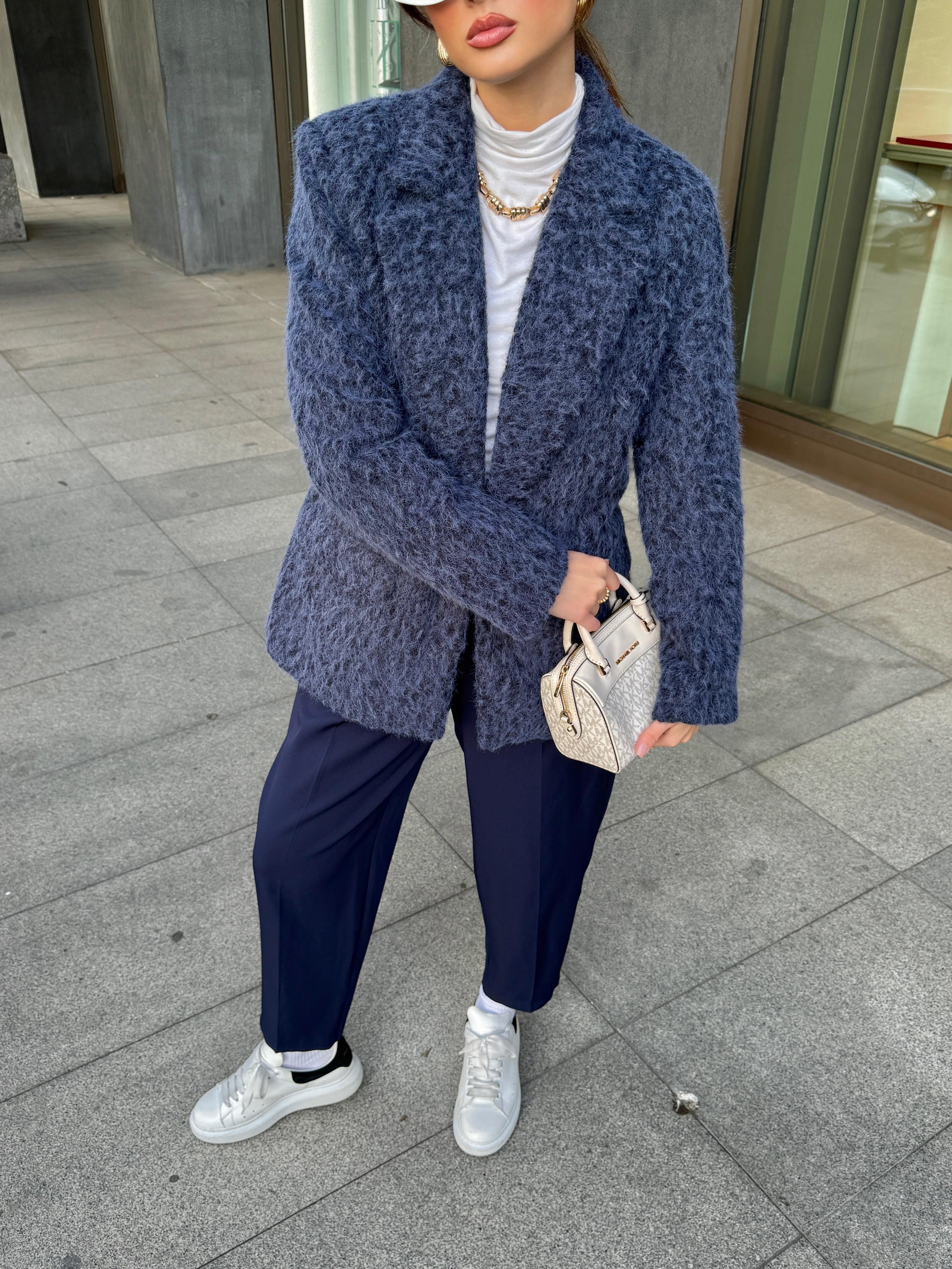 Kırçıllı Lacivert Blazer Ceket