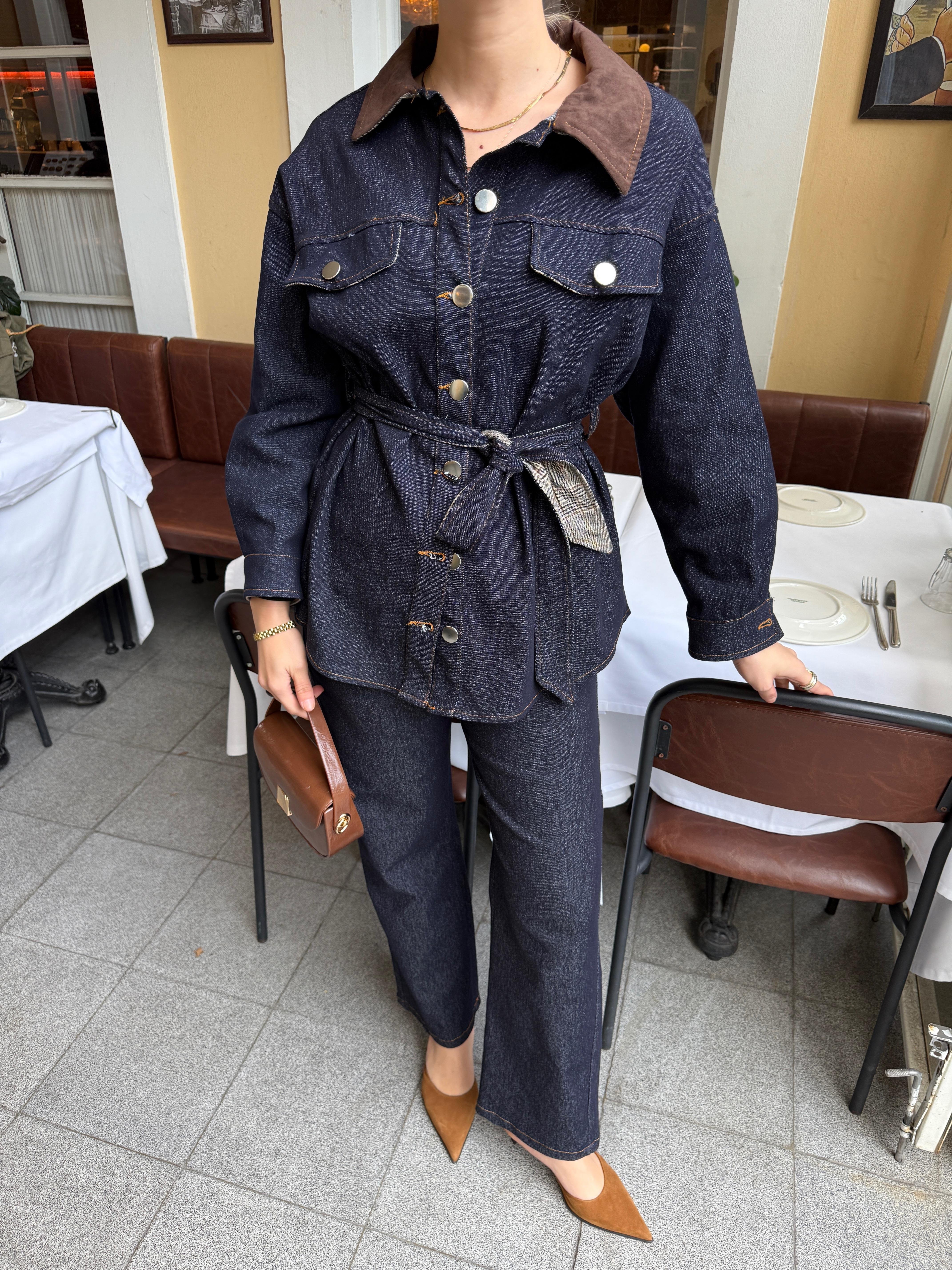 Kısa Denim Trençkot