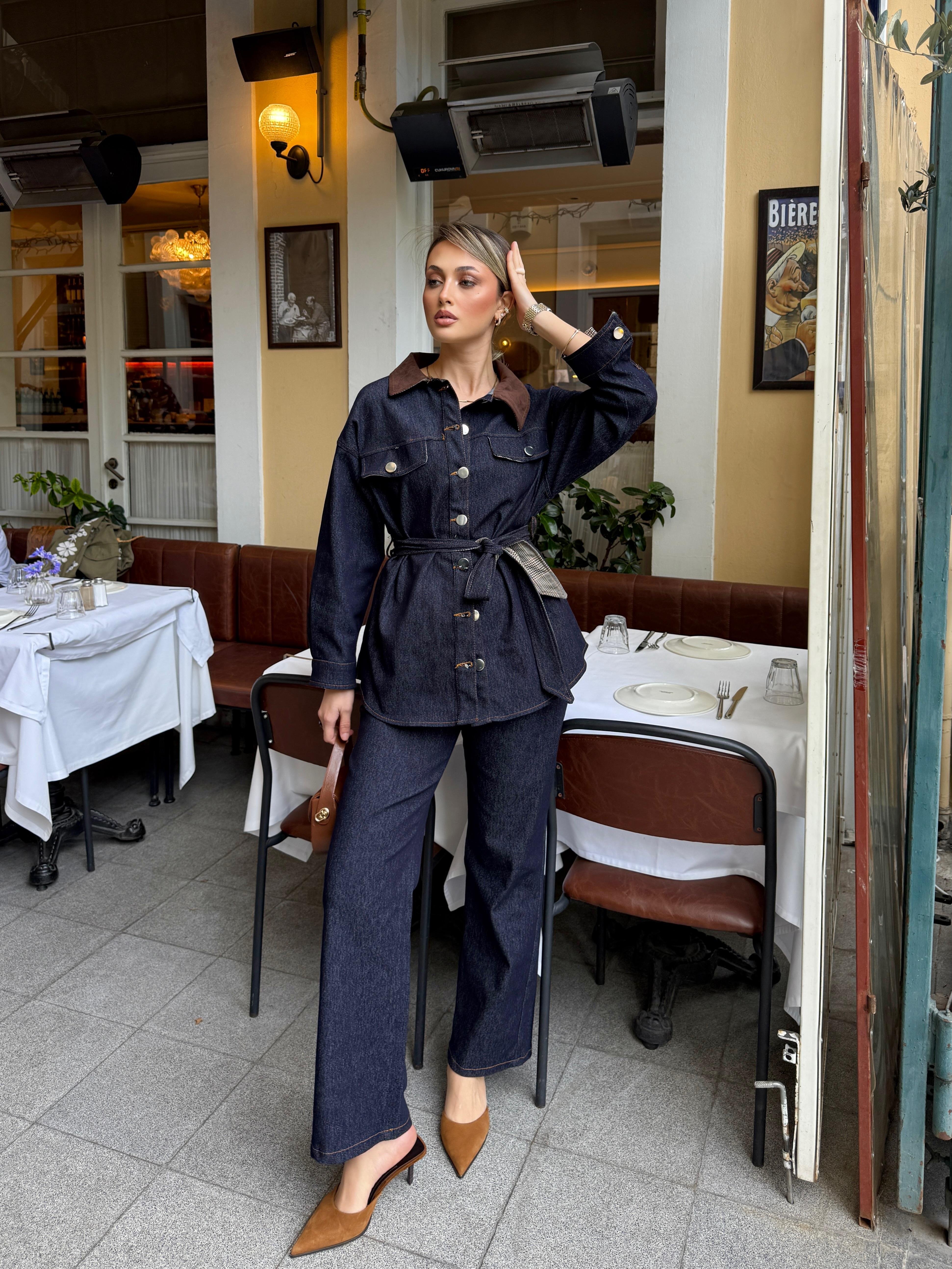 Kısa Denim Trençkot