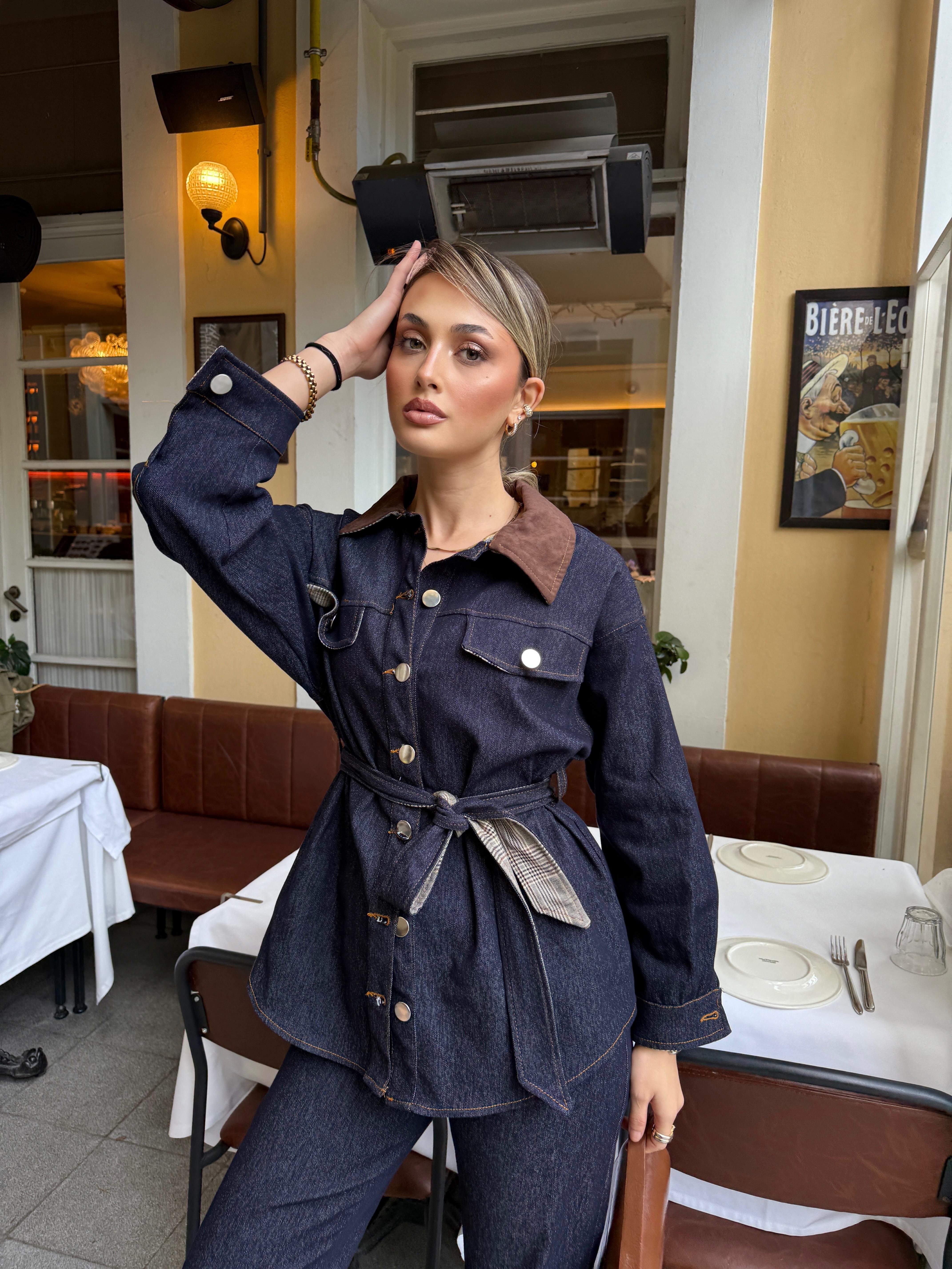Kısa Denim Trençkot