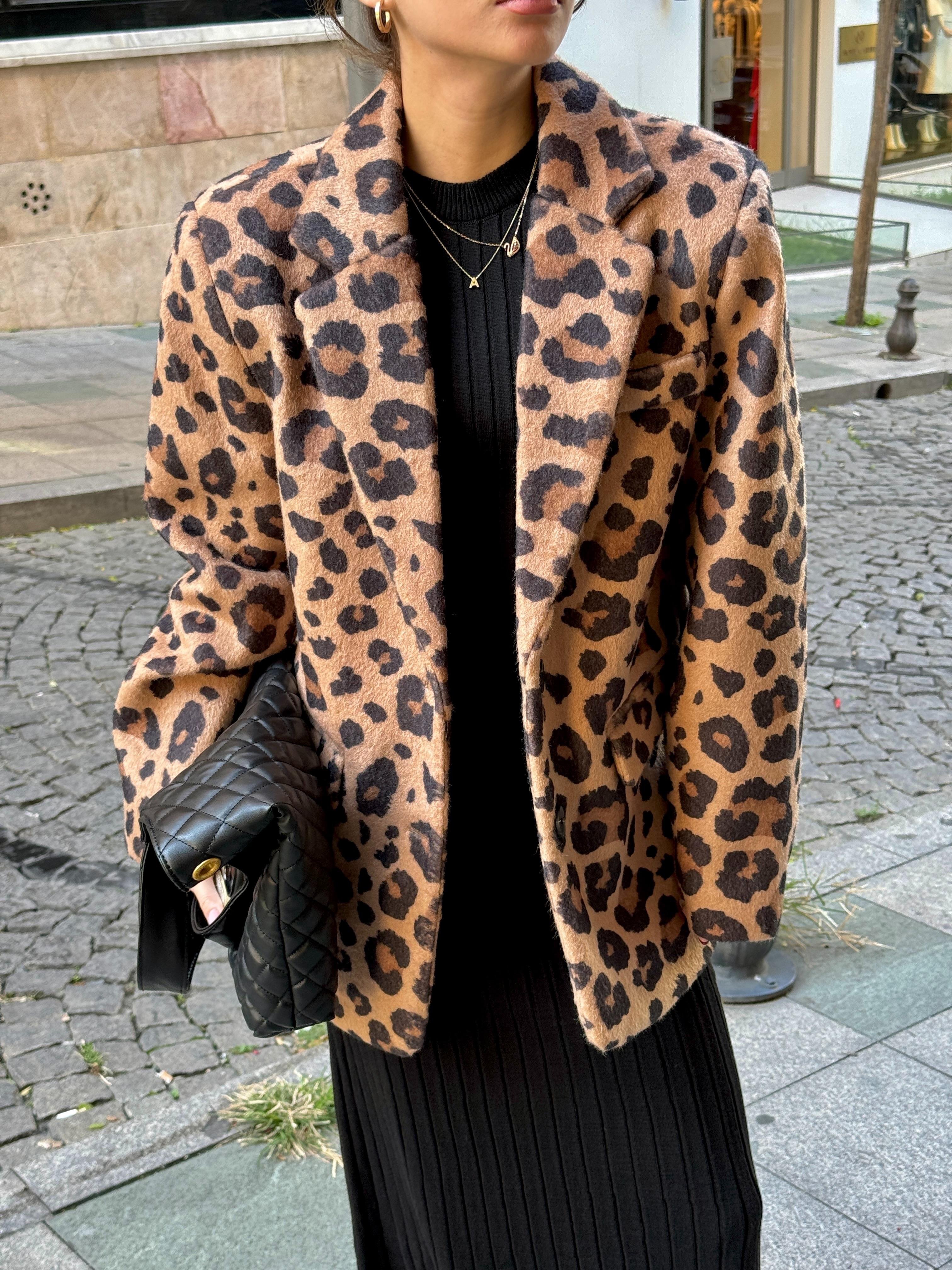Leopar Yün Blazer Ceket