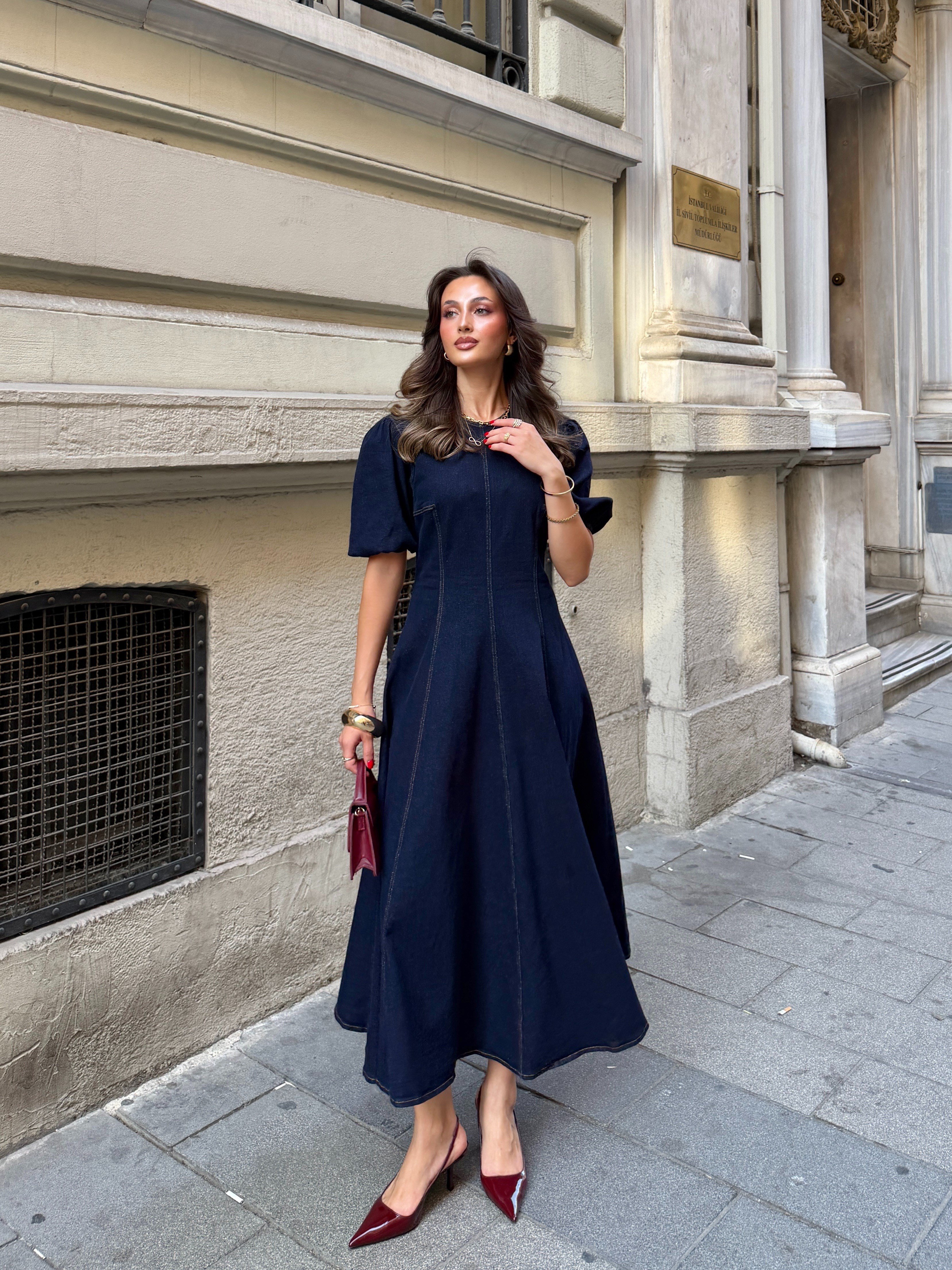 Maxi Boy Denim Elbise 