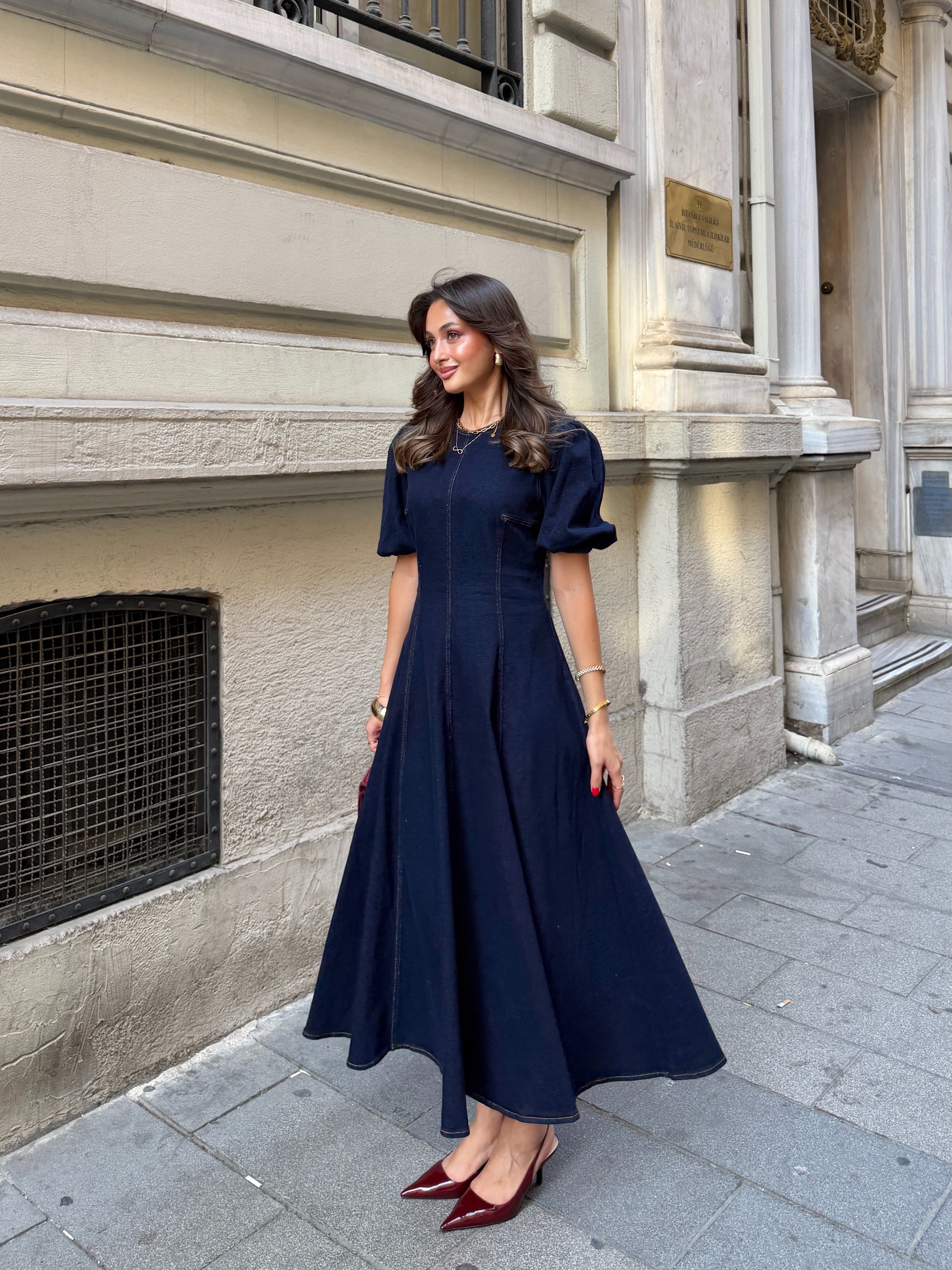 Maxi Boy Denim Elbise 