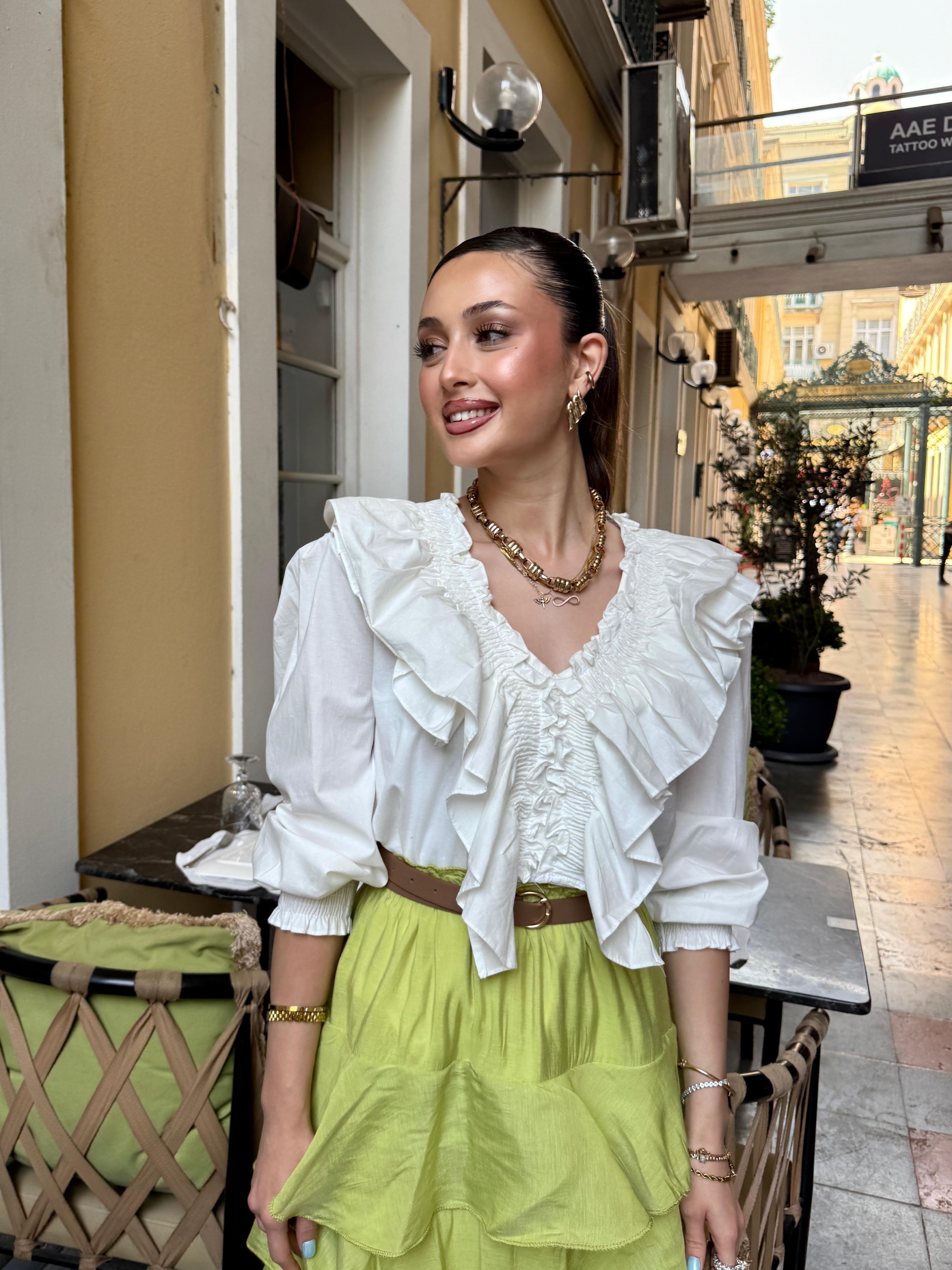 Maxi Model Çağla Yeşili Kat Kat Etek 