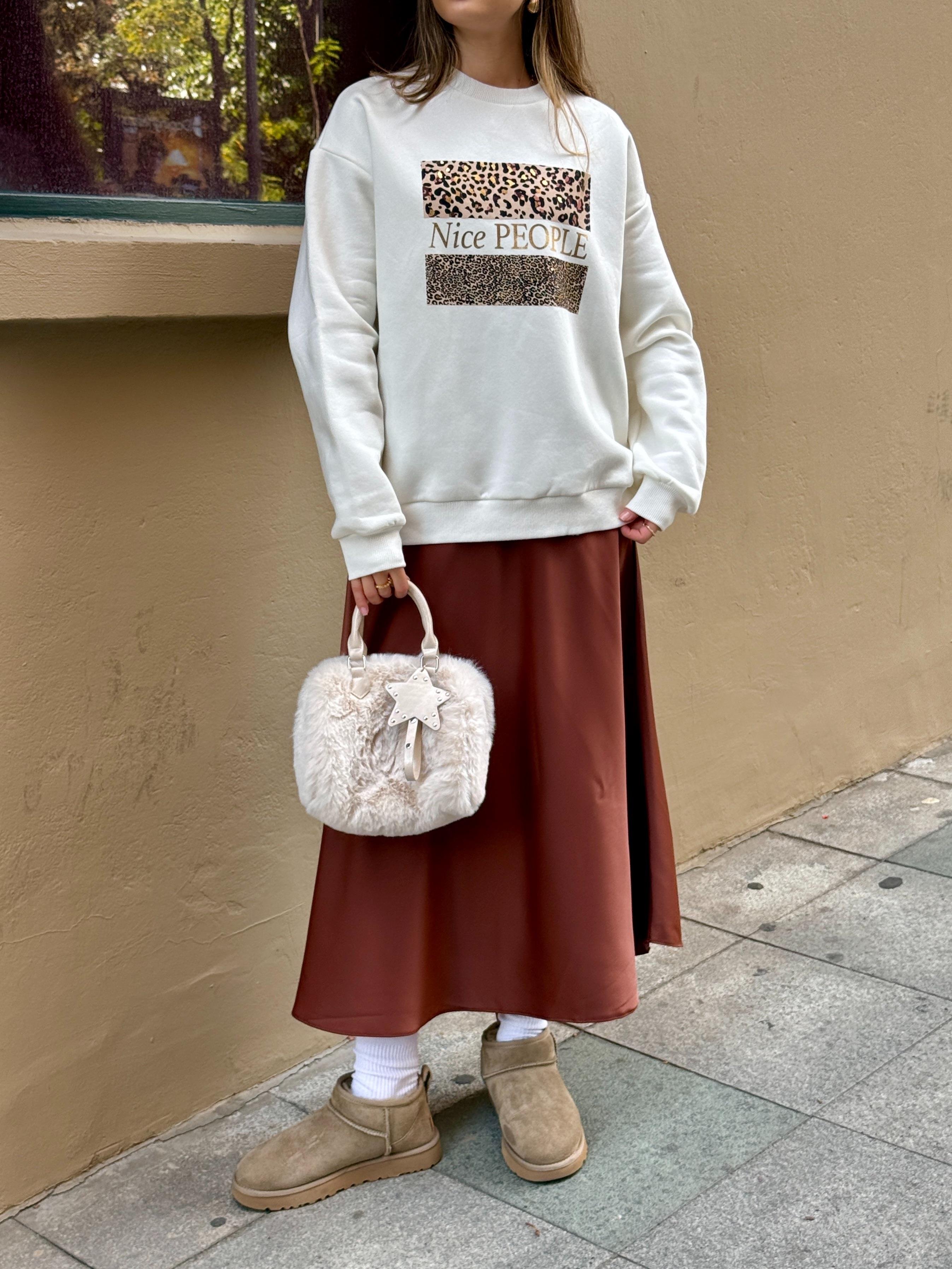 Önü Leopar Baskılı Sweatshirt