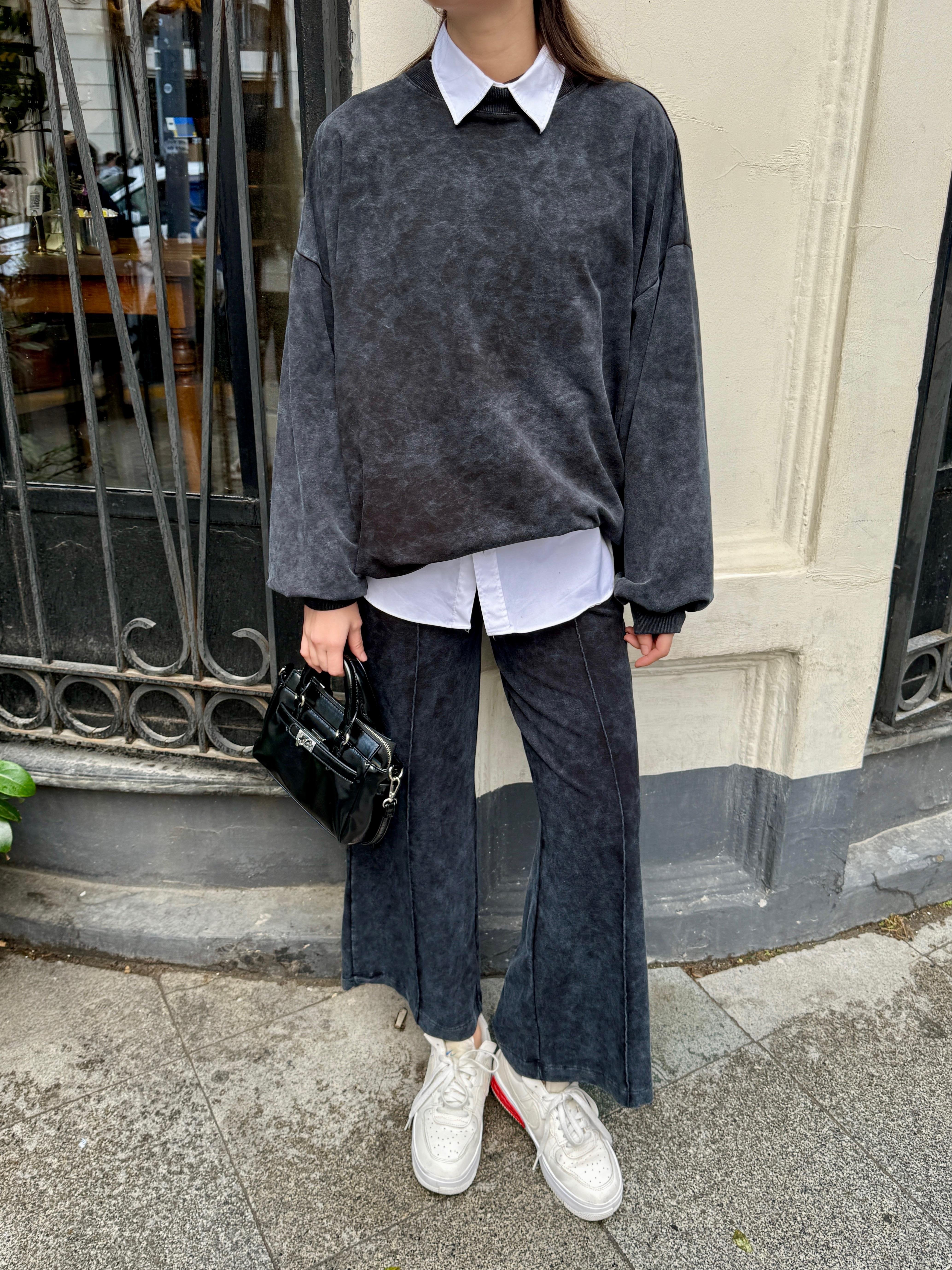 Oversize Siyah Eşofman Takım