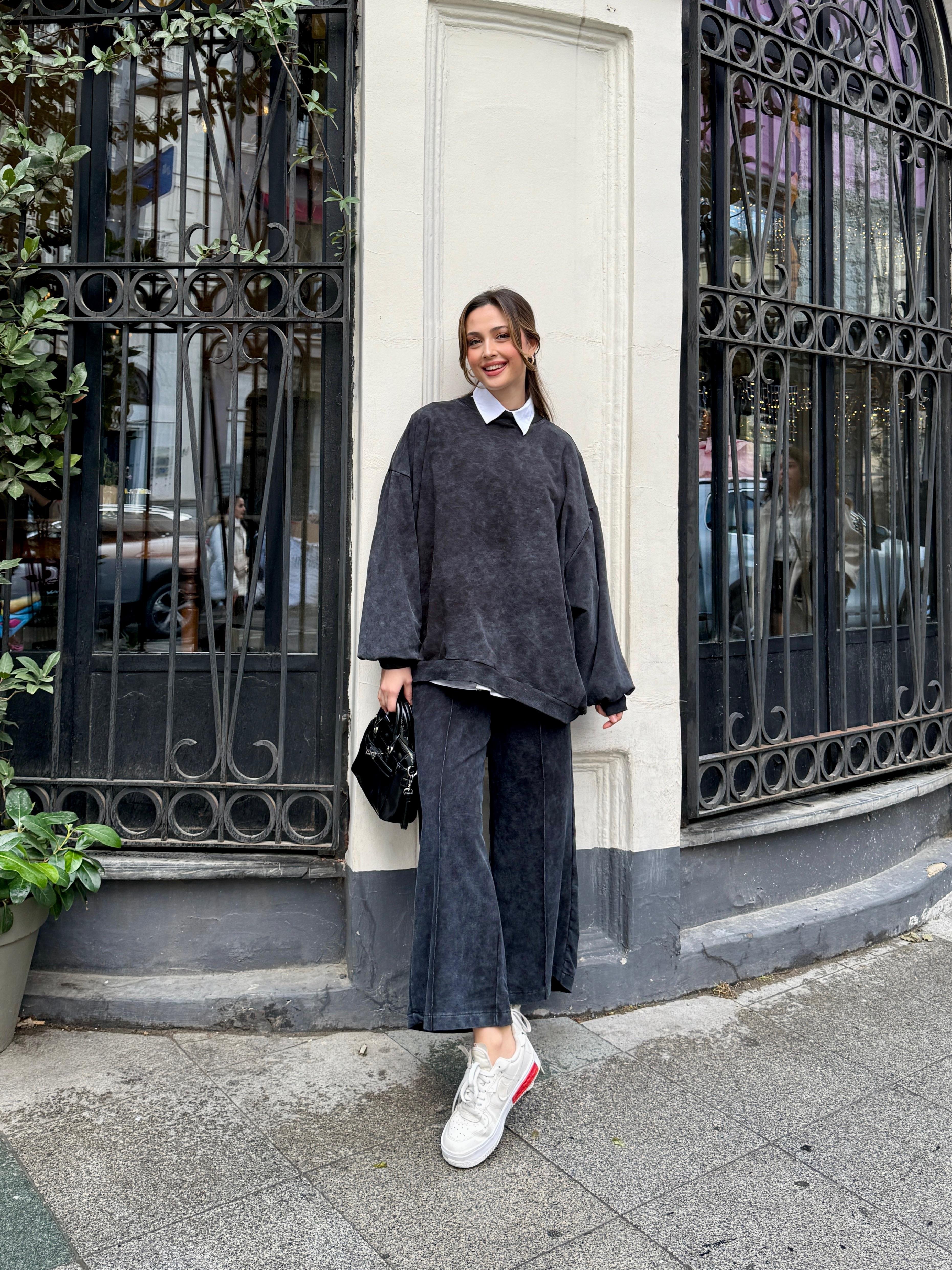 Oversize Siyah Eşofman Takım