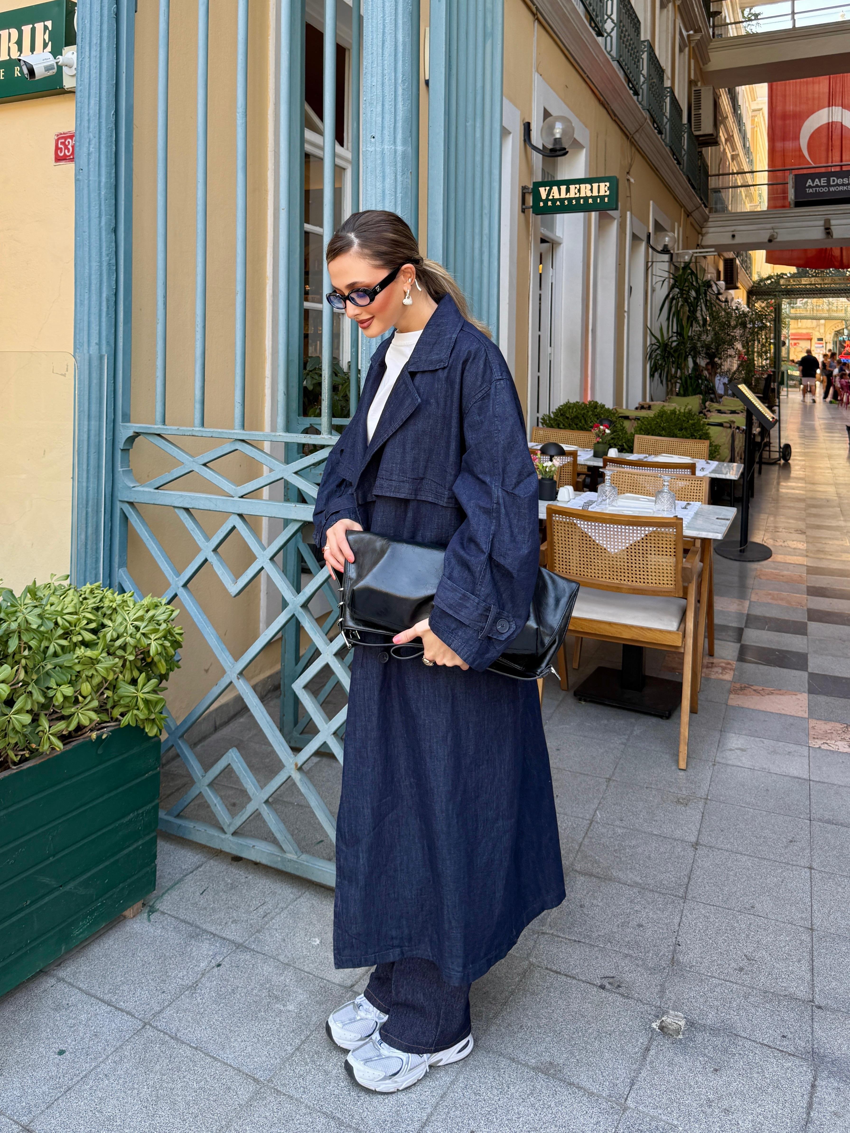 Oversize Uzun Denim Trençkot