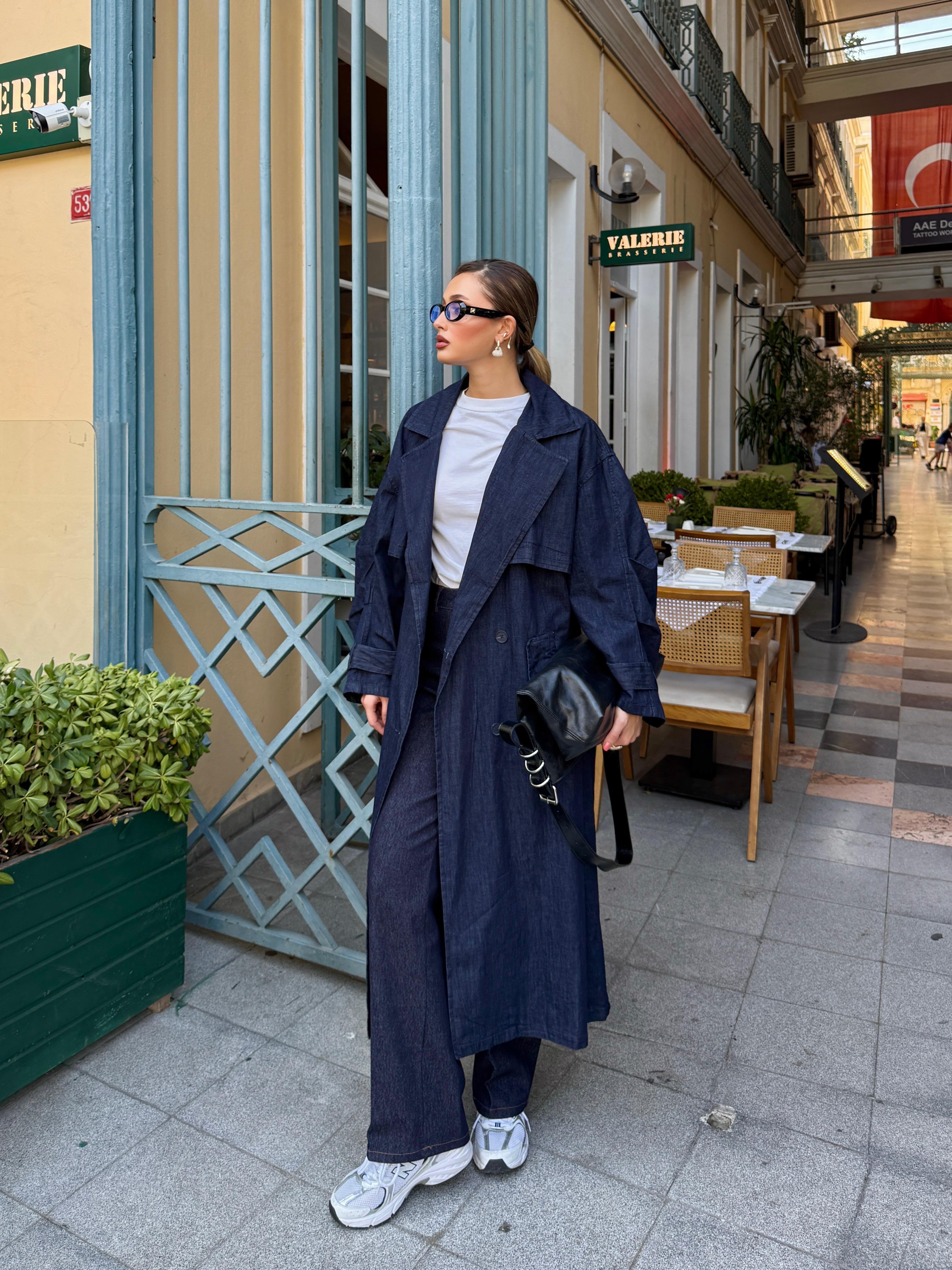 Oversize Uzun Denim Trençkot