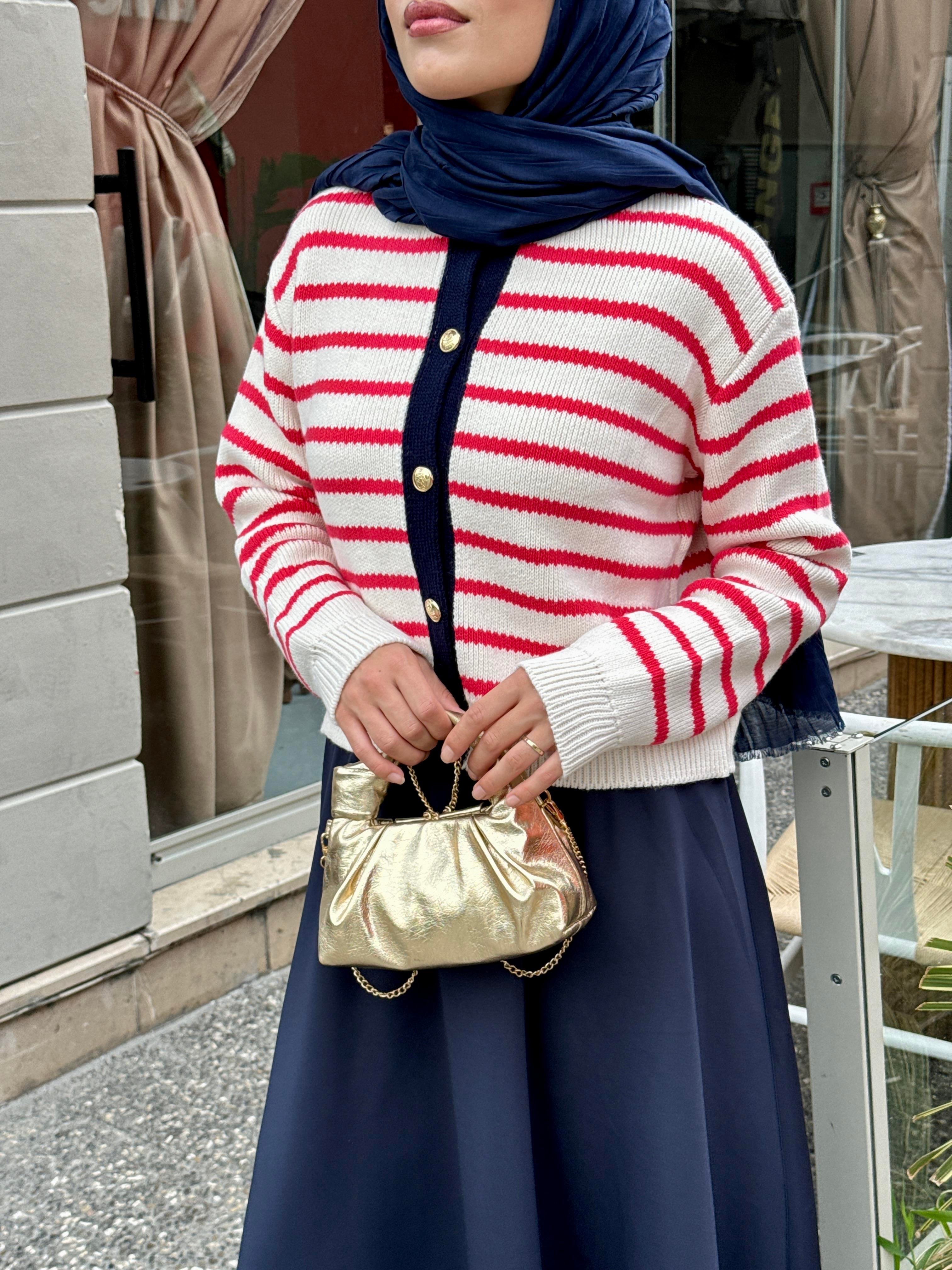 Pembe Çizgili Hırka 