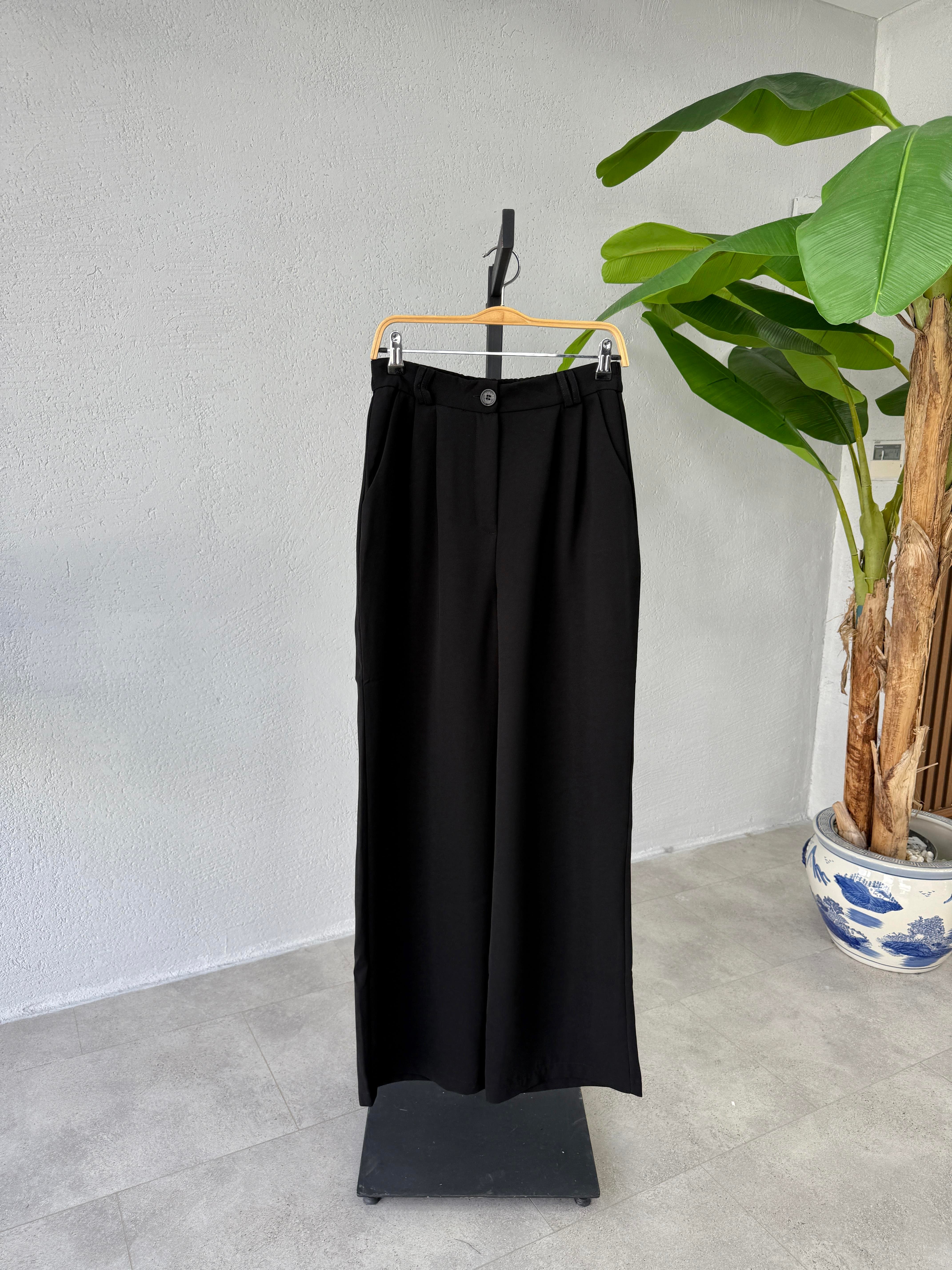 Premium Kalite Siyah Geniş Paça Pantolon
