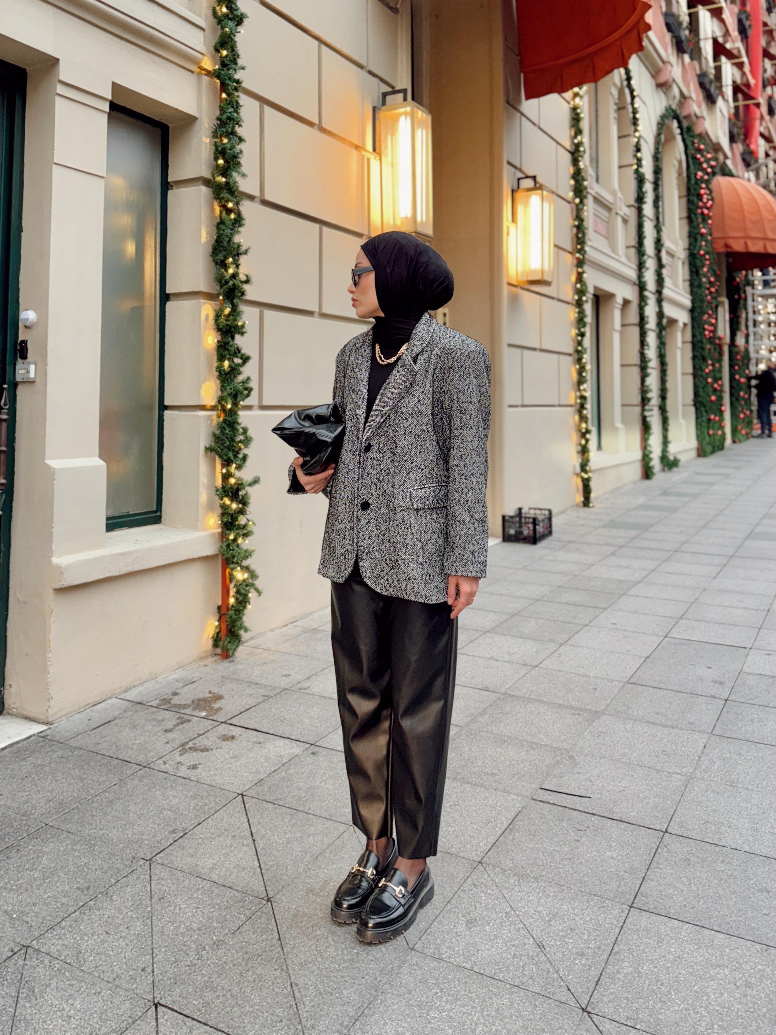 Siyah Kırçıllı Blazer Ceket