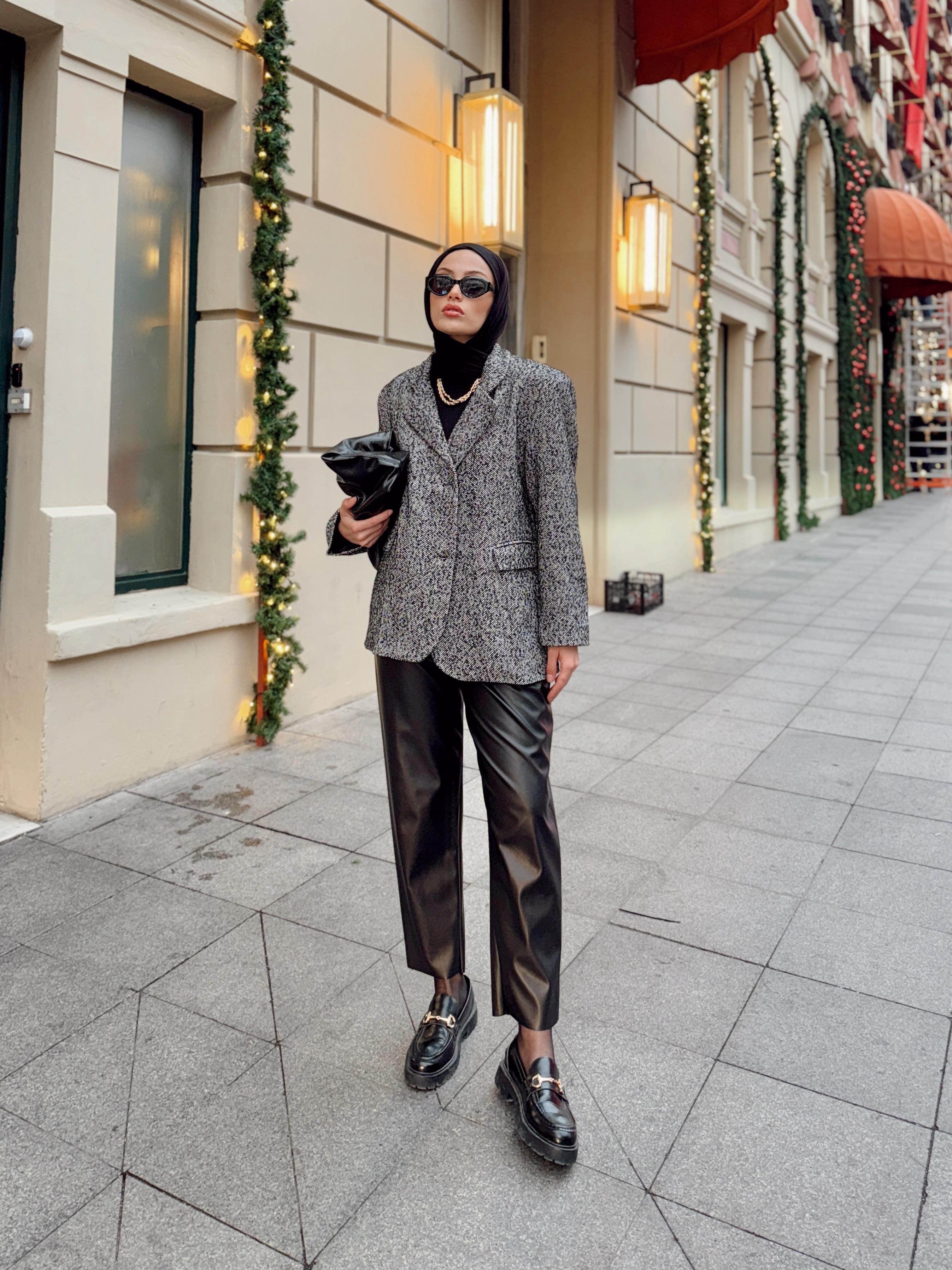 Siyah Kırçıllı Blazer Ceket