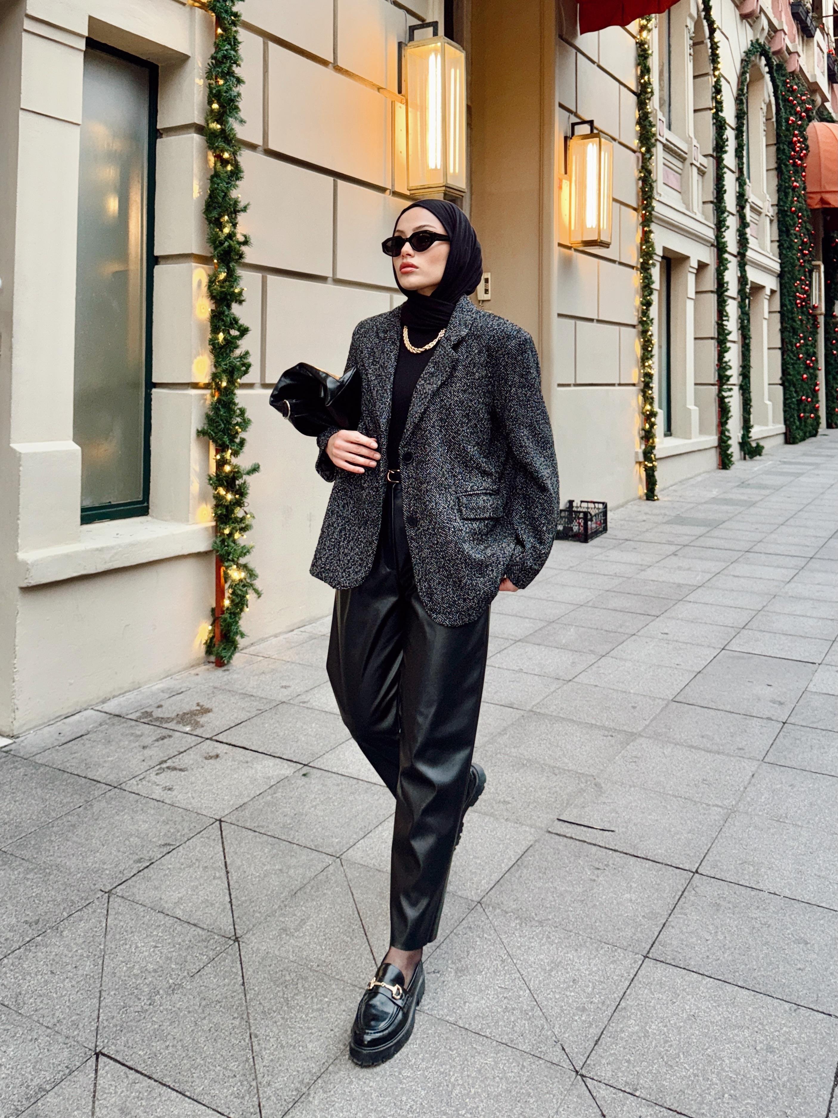 Siyah Kırçıllı Blazer Ceket