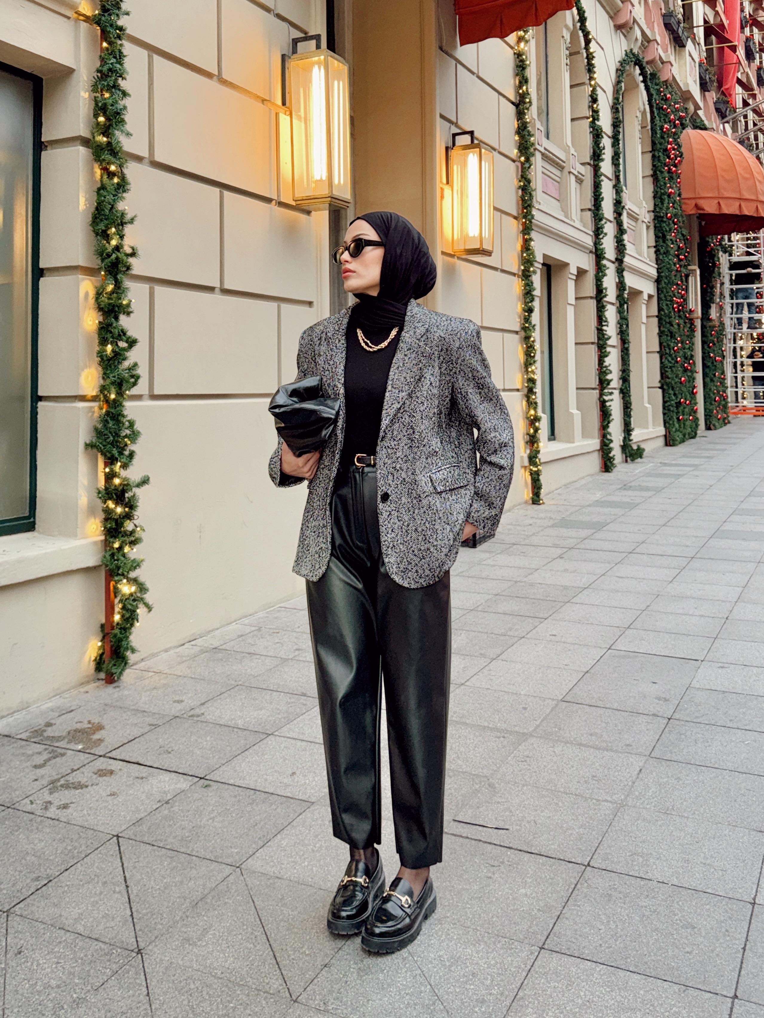 Siyah Kırçıllı Blazer Ceket