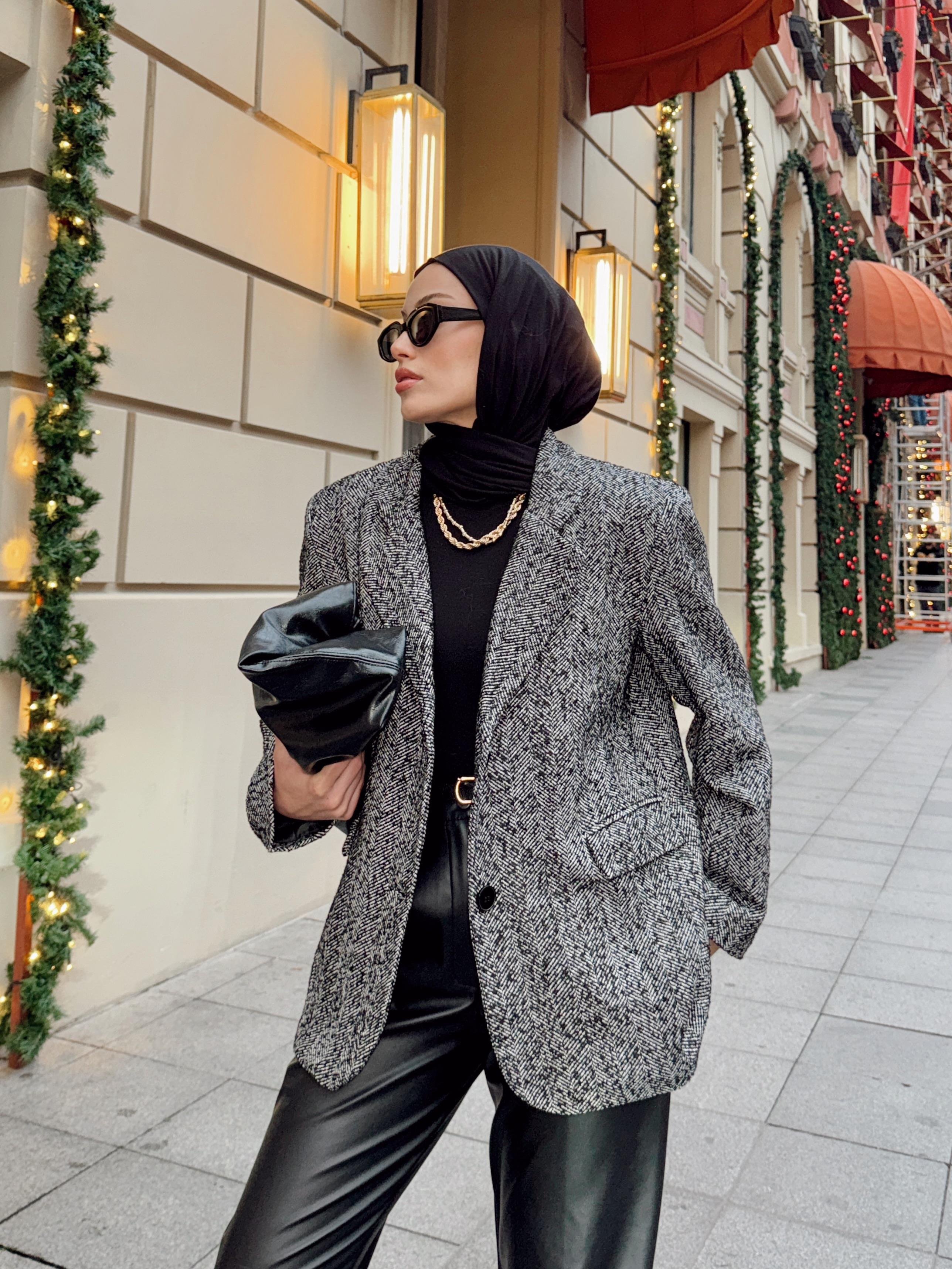 Siyah Kırçıllı Blazer Ceket