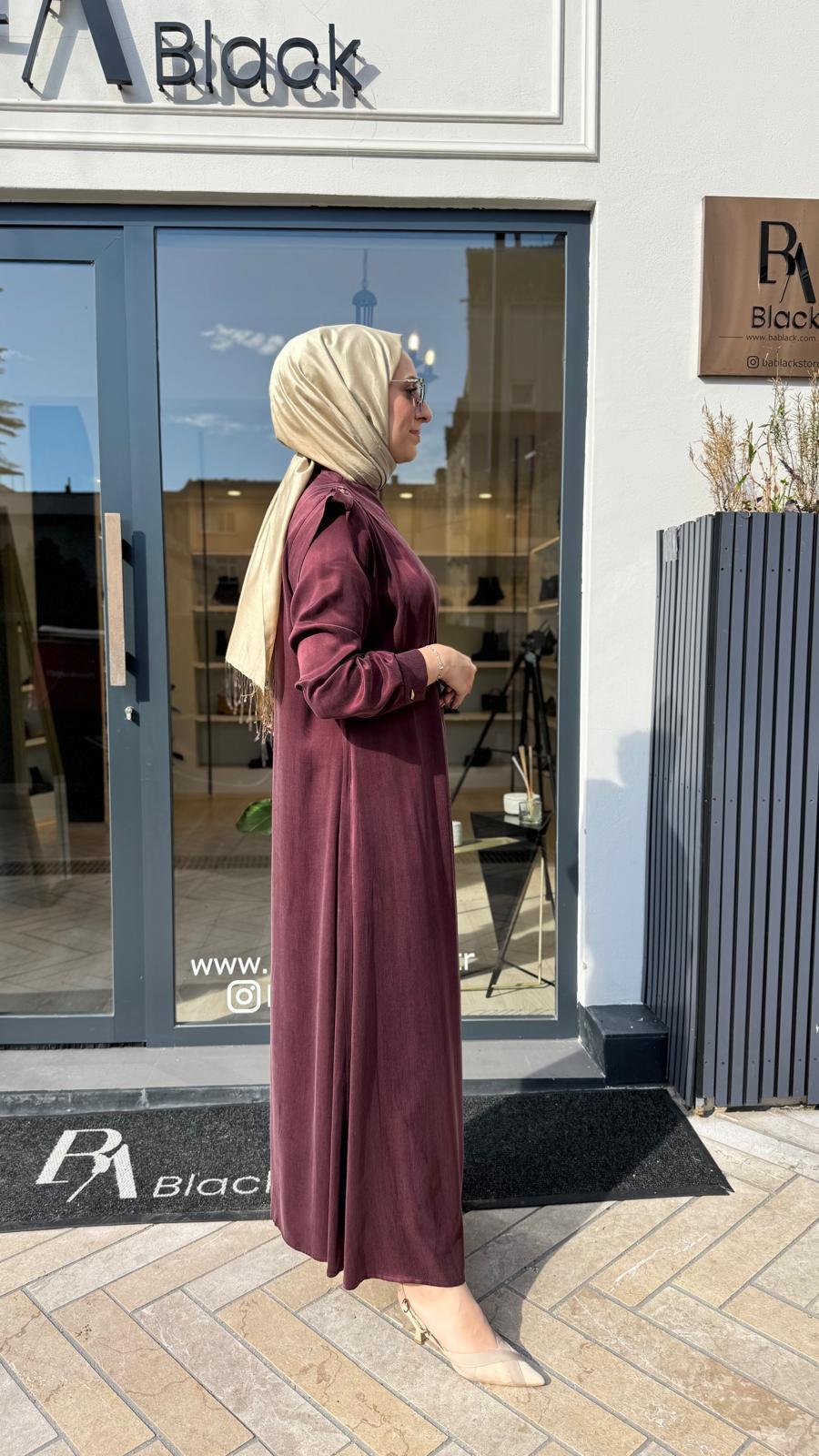 25025000 Omuz Detay Kadın Elbise Bordo