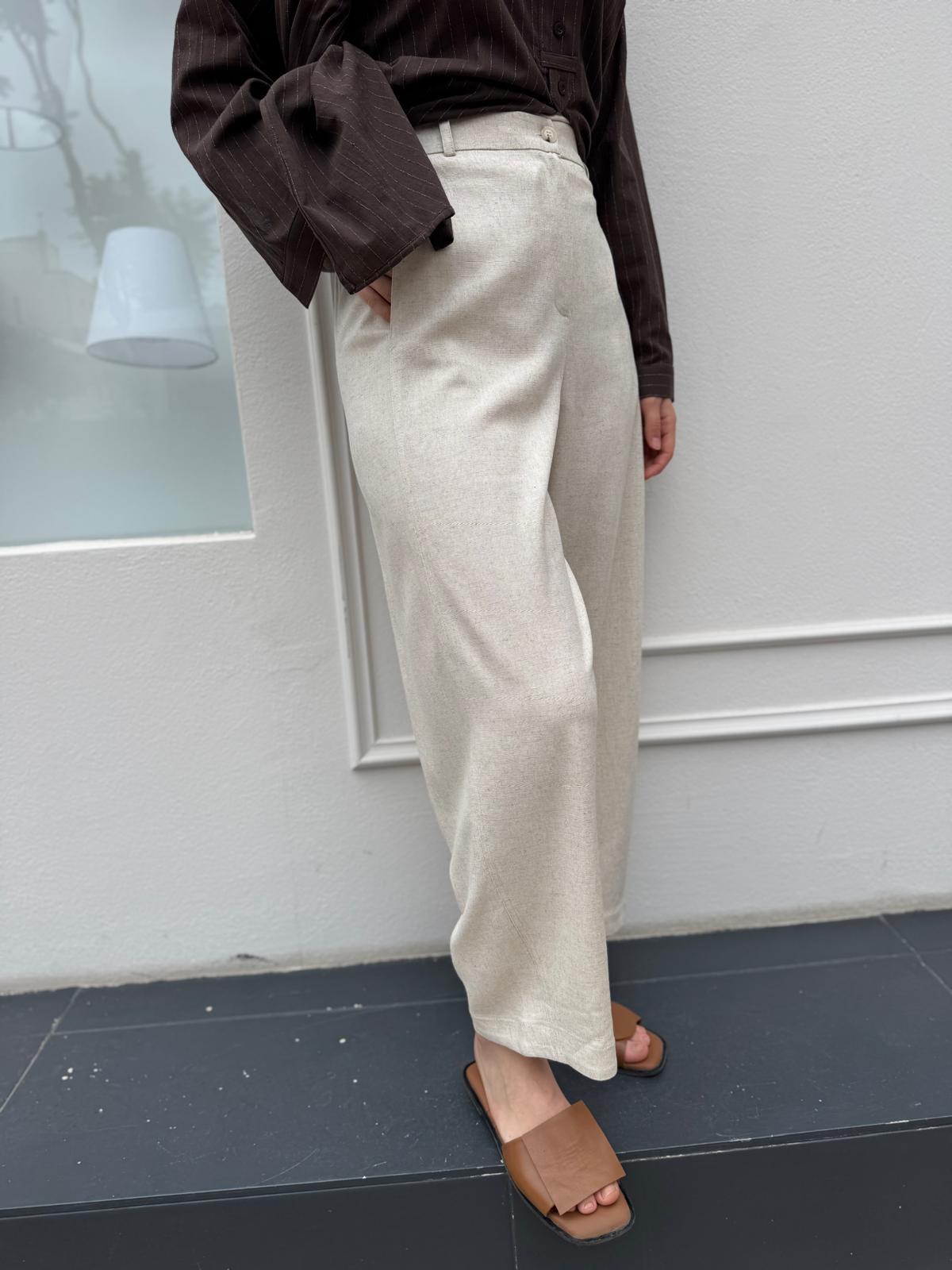 25SS318 Keten Basic Kadın Pantolon Bej