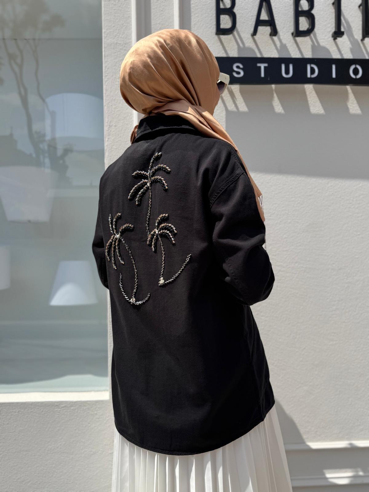 25SSCEK0011 Tessa Kadın Arkası İşlemeli Ceket Siyah
