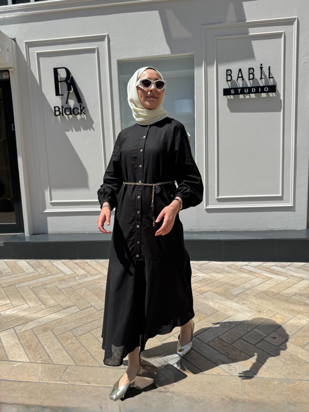 25SSELB0017 Sırt İşlemeli Kadın Elbise Siyah