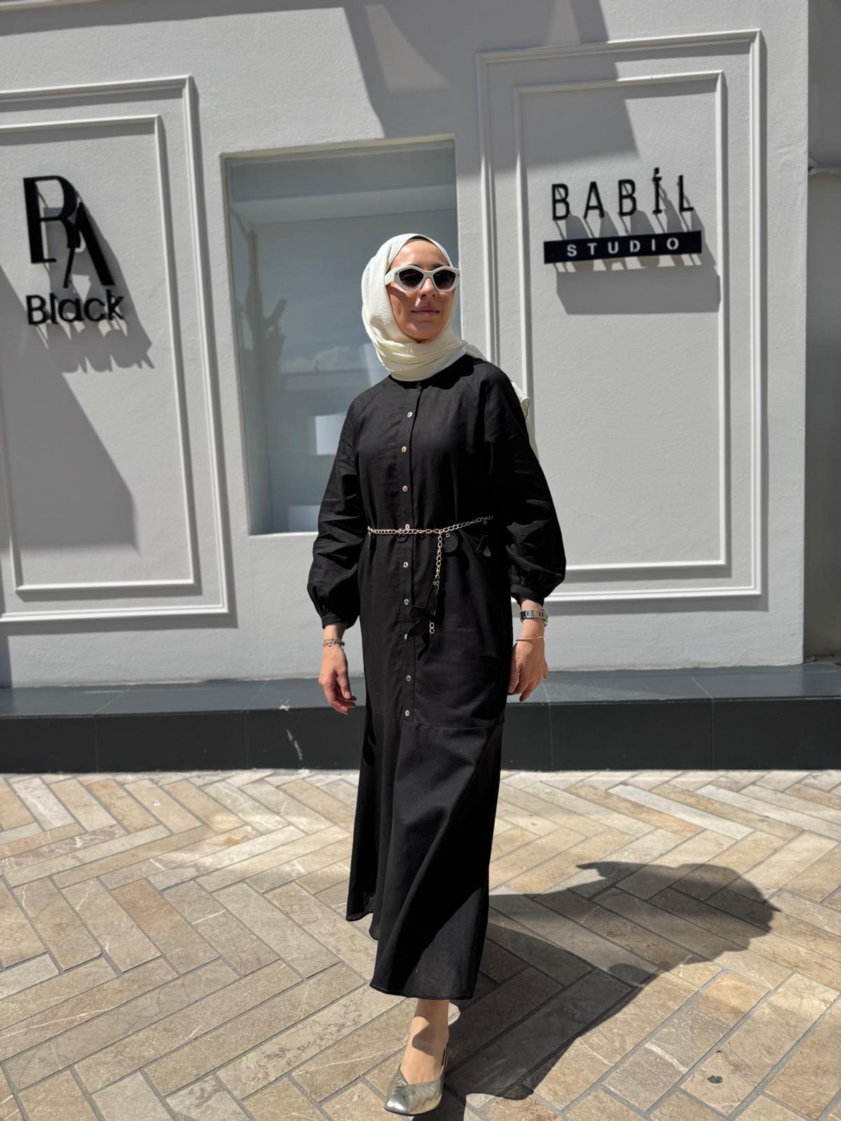 25SSELB0017 Sırt İşlemeli Kadın Elbise Siyah