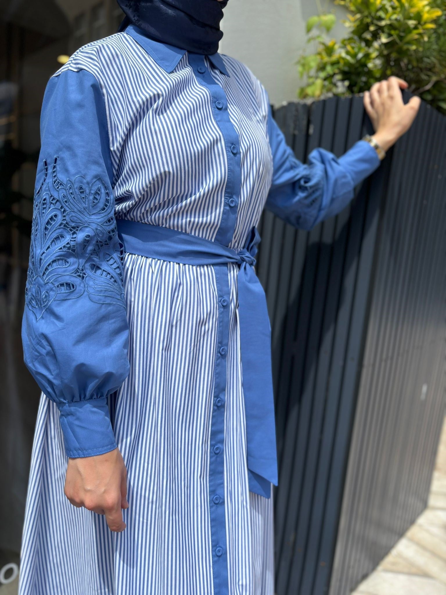 2601-5044 Güpür Detay Kadın Elbise Indigo