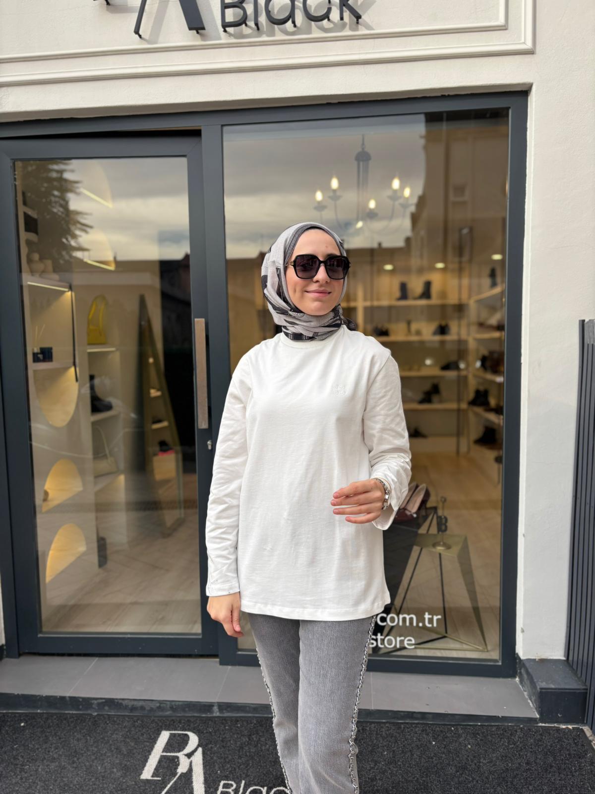 26FW231 Baskılı Basic Kadın Badi Krem