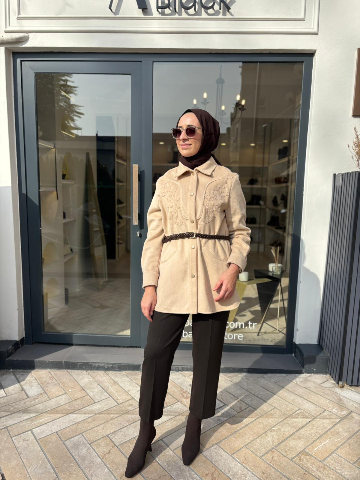 26FWCEK0020 Rotan Kadın Ceket Bej