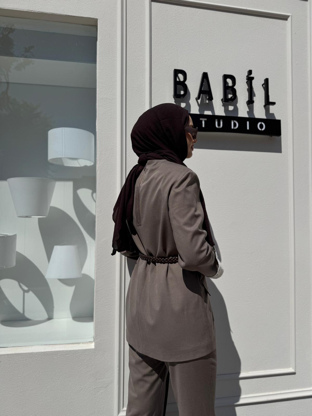 26FWCEK0037 Güpür Detaylı Kadın Takım Vizon