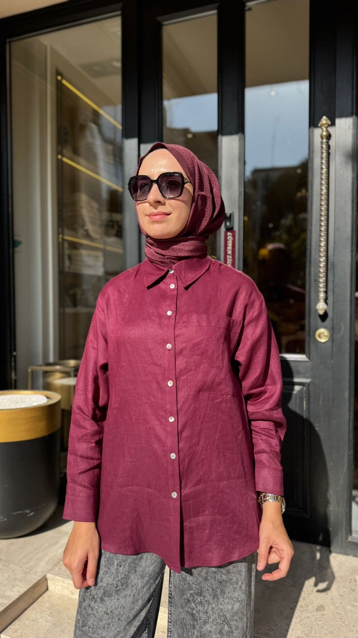 26SS228 Lidya Kadın Gömlek Bordo