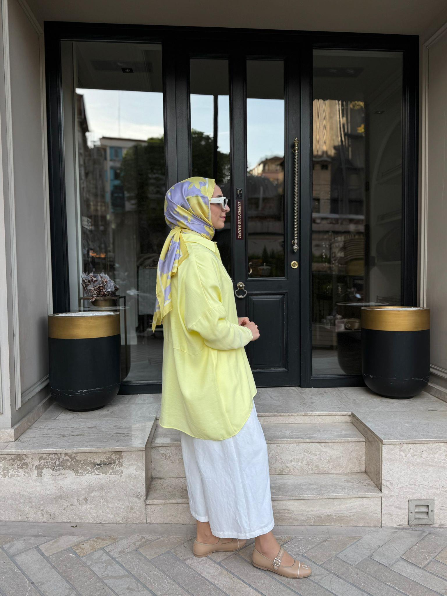 26SS233 Yarasa Kol Kadın Gömlek LİMON