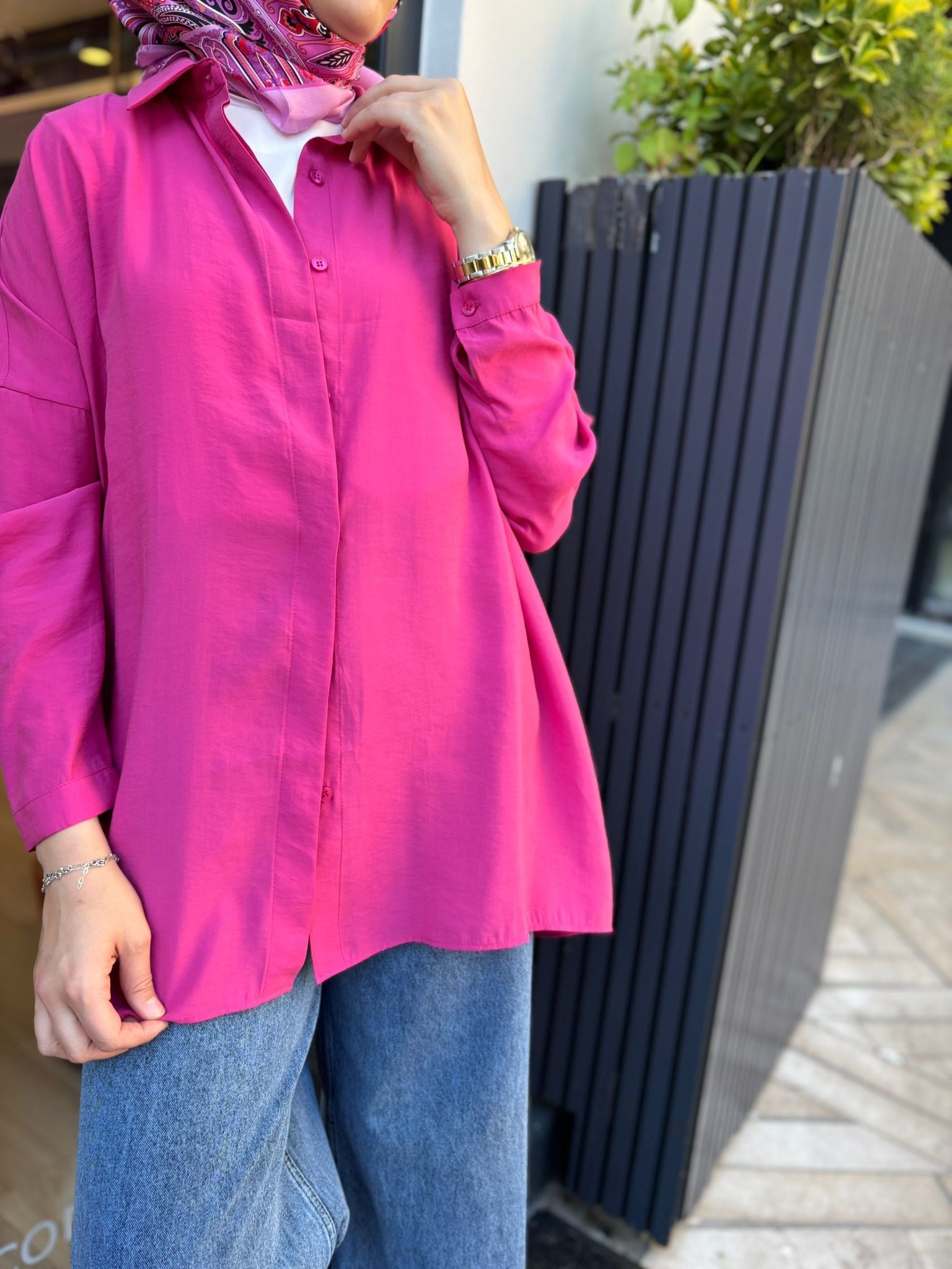 26SS233 Yarasa Kol Kadın Gömlek Pembe