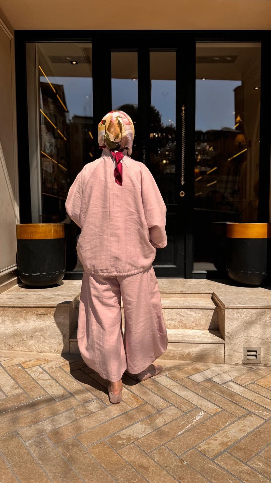 26SS250 Sasha Keten Kadın Takım Pudra Pembe