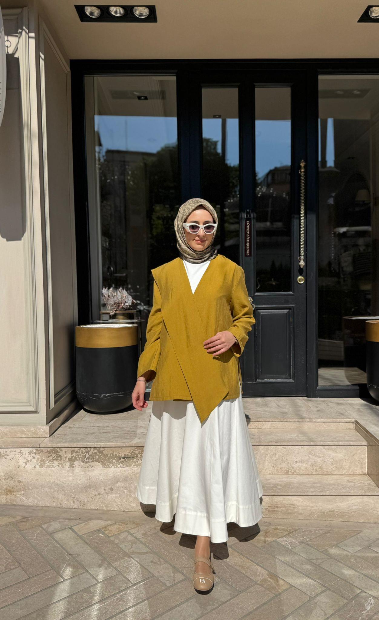 26SS607 Elix Kadın Kimono Hardal Sarısı