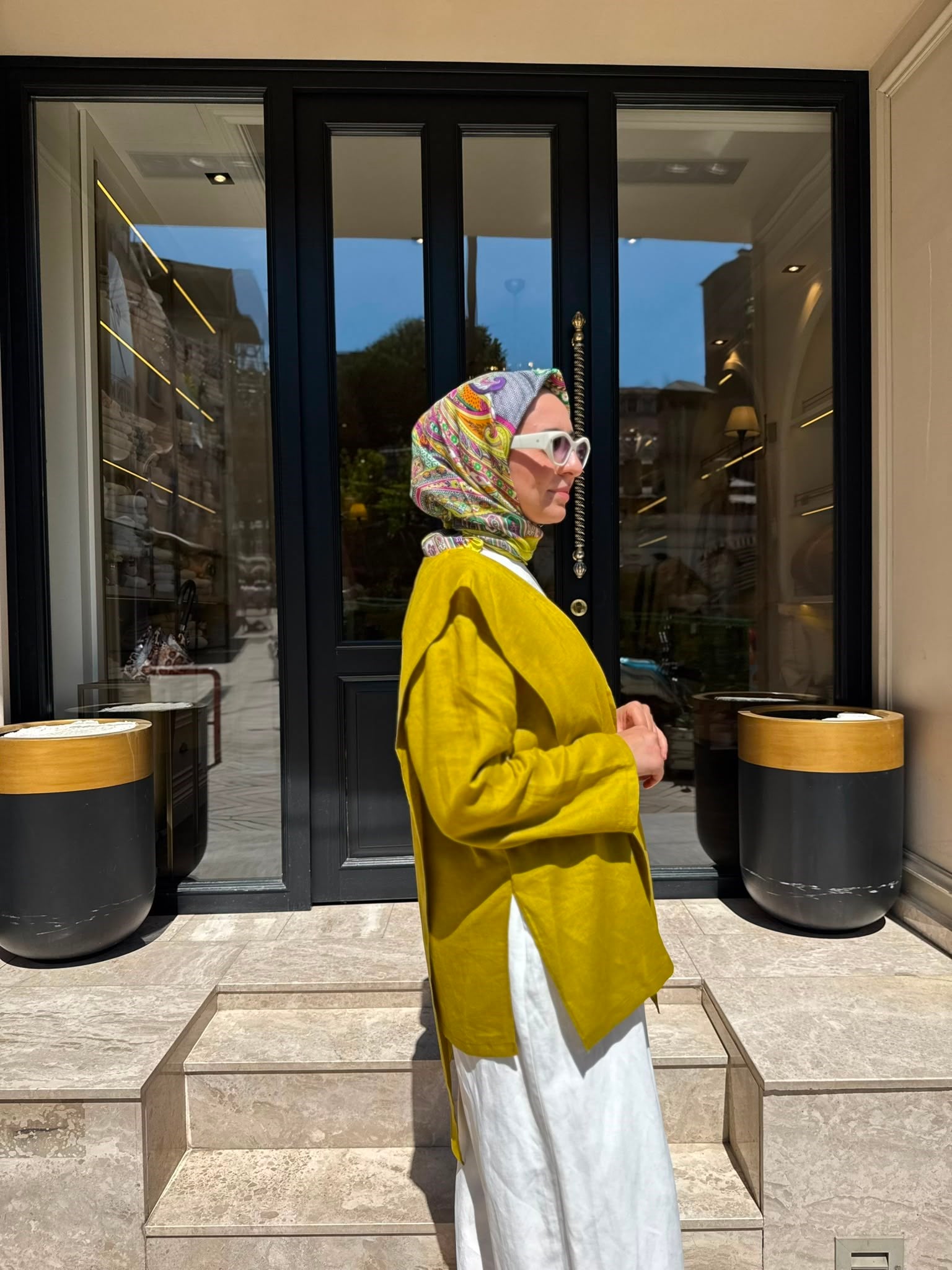 26SS619 Elix Linen Kadın Kimono Hardal Sarısı