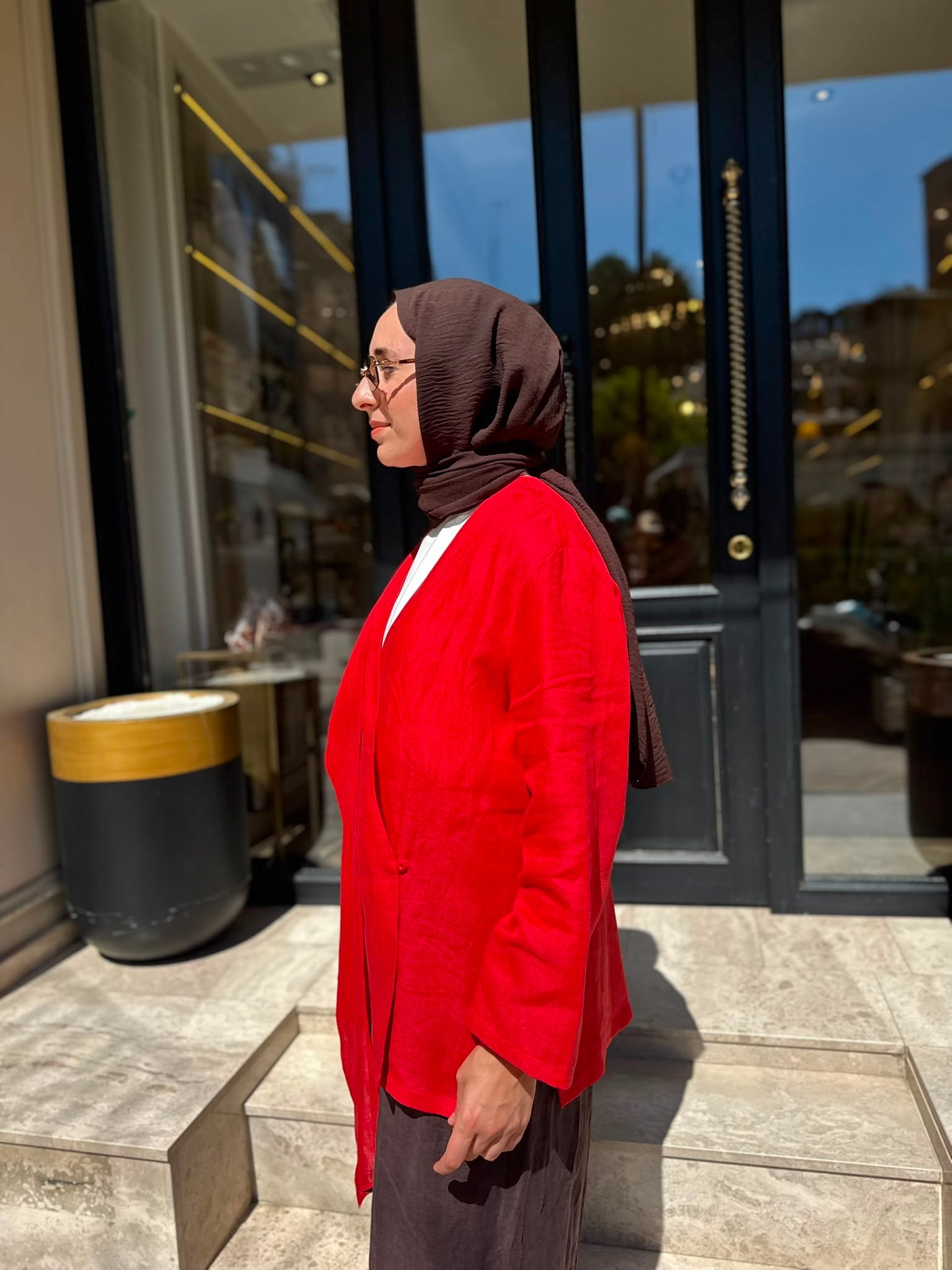 26SS619 Elix Linen Kadın Kimono Kırmızı