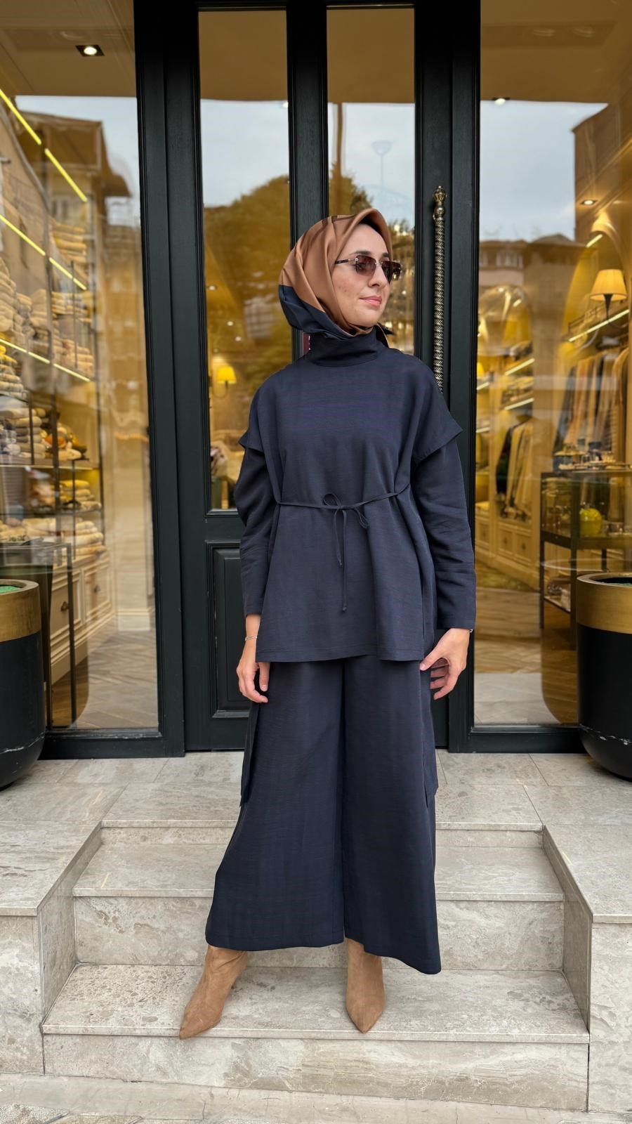 27FW208 Bağcık Detay Kadın Takım Indigo