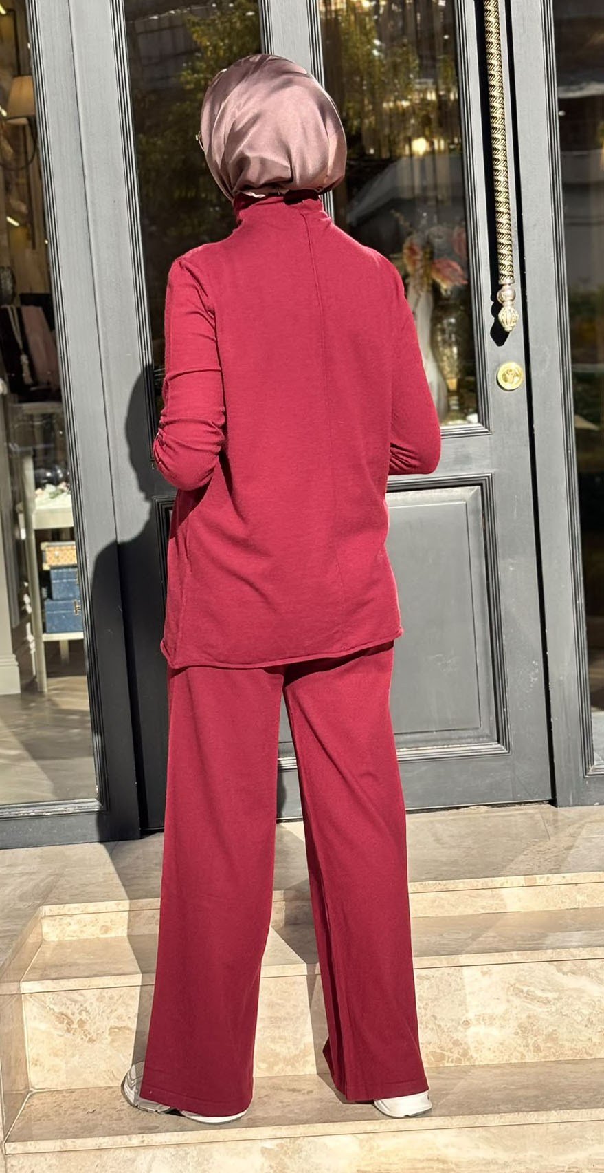 27FW210 2 li Triko Kadın Takım Bordo