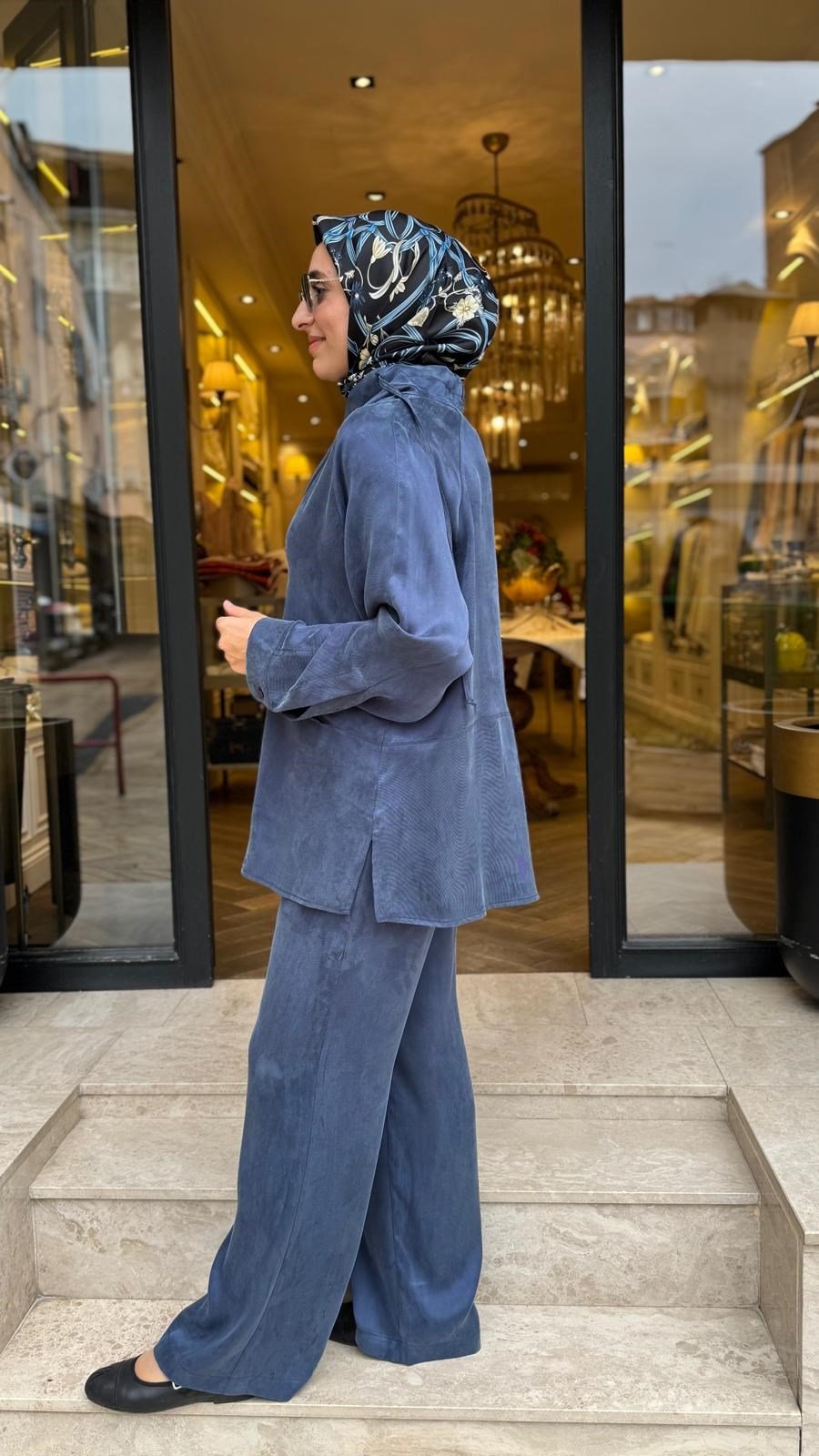 27FW227 Dikiş Detay Kadın Bluz Indigo