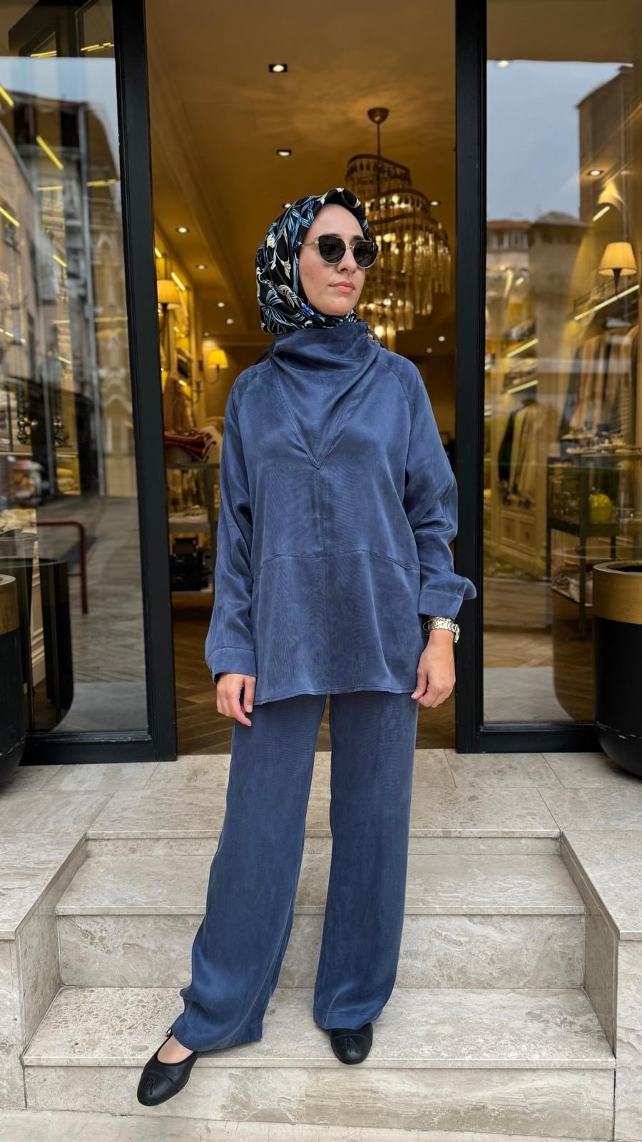 27FW227 Dikiş Detay Kadın Bluz Indigo