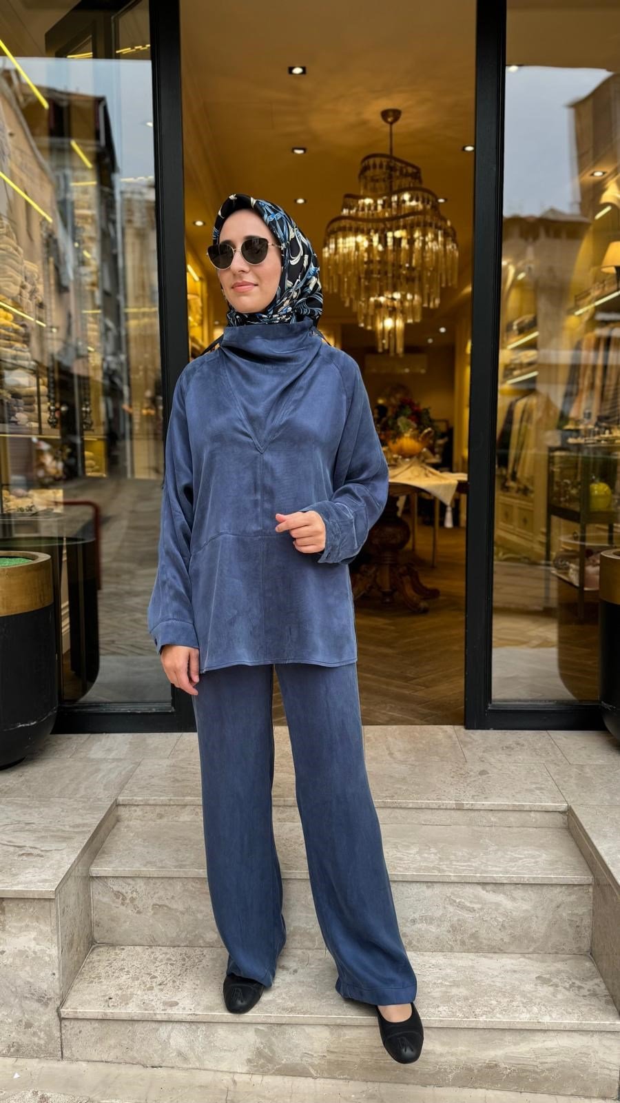 27FW227 Dikiş Detay Kadın Bluz Indigo