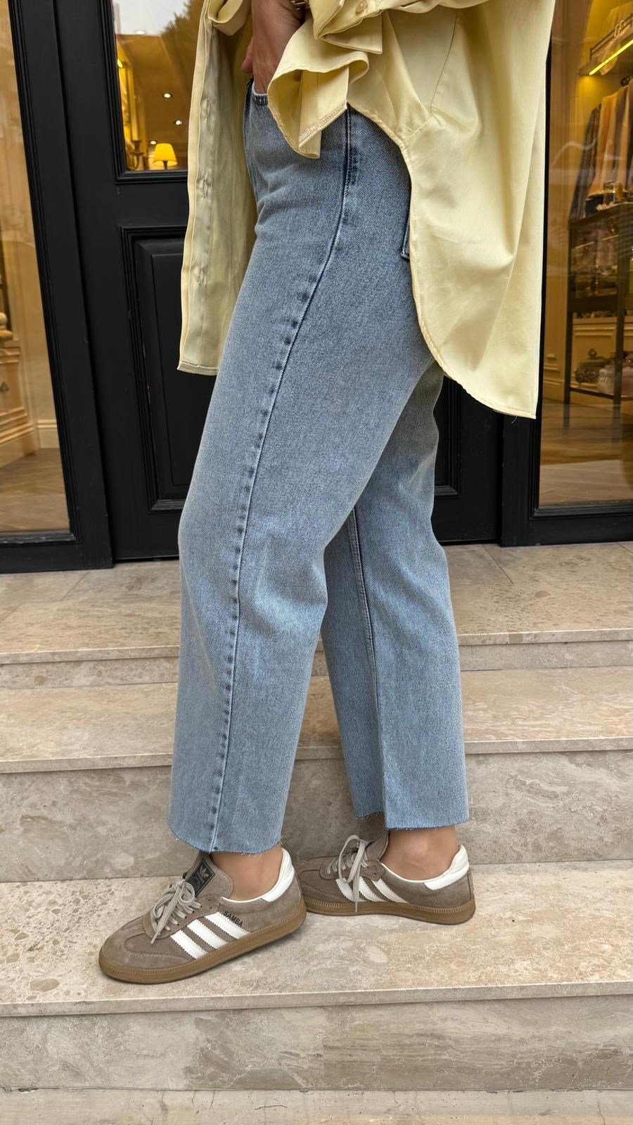 27FW332 Crop Jean Kadın Pantolon Mavi