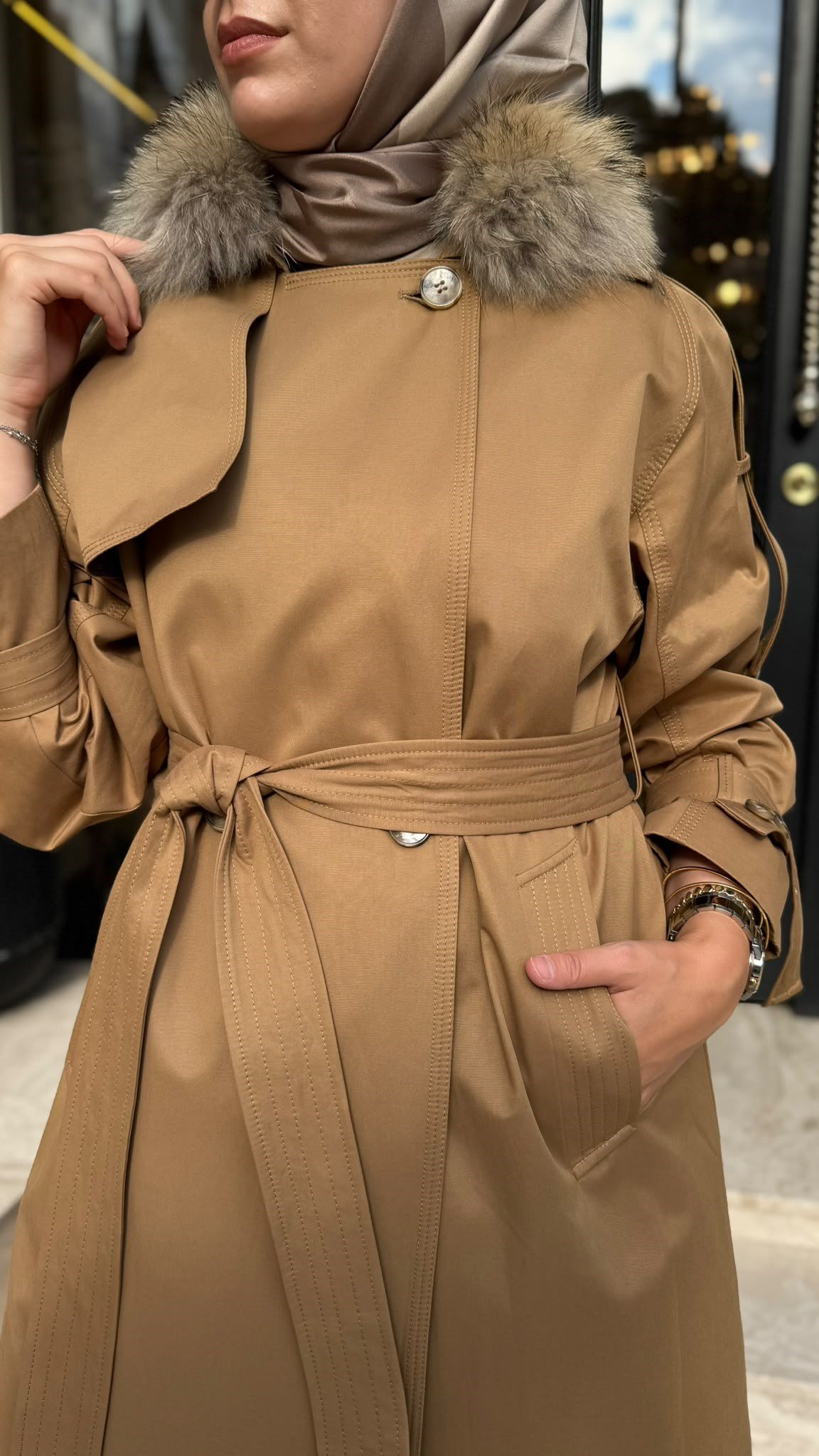 27FWTRN000 Cressida Kadın Trenç Camel