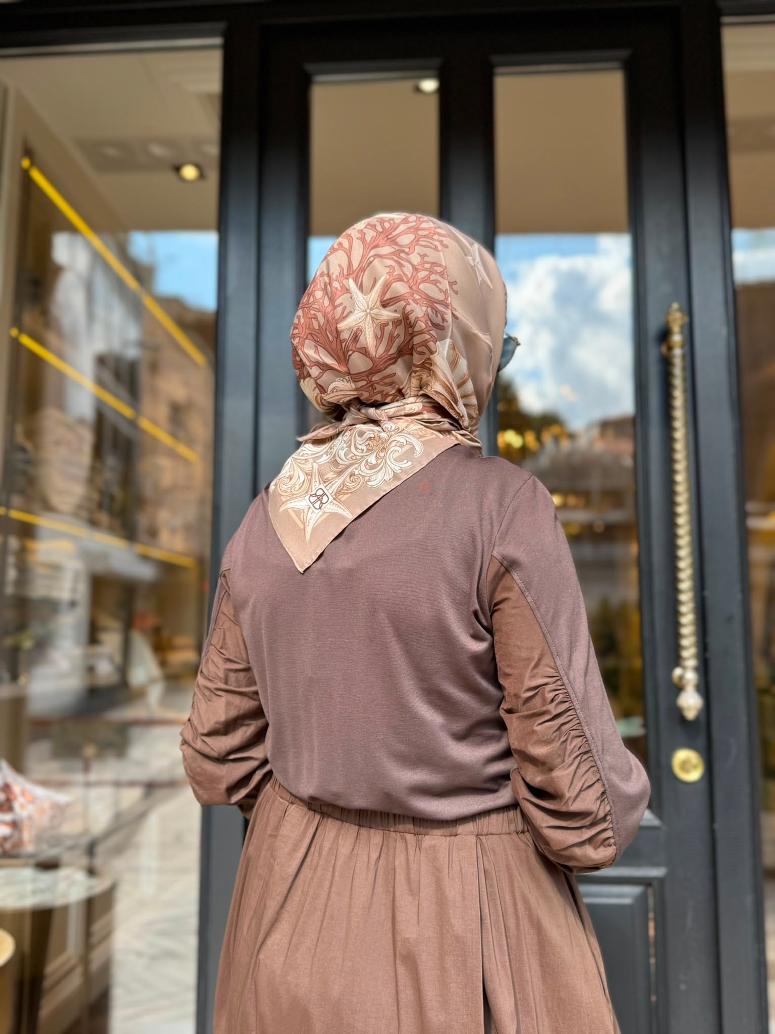 303906 Paraşüt Detay Kadın Elbise Kahve