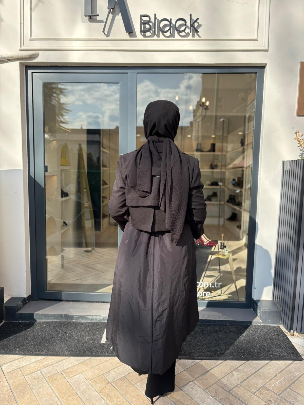 38403 Fermuar Detaylı Kadın Kap Siyah