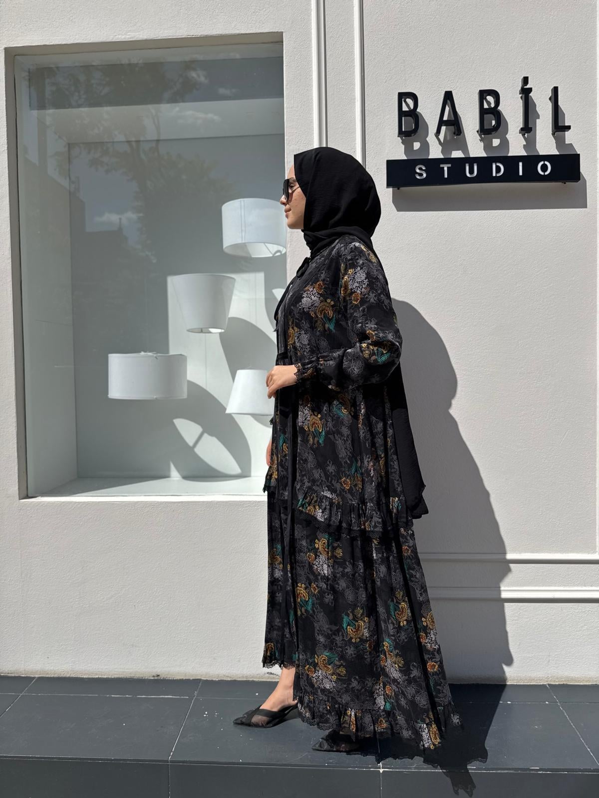 38805 Desenli Kadın Elbise BASKILI JAKAR